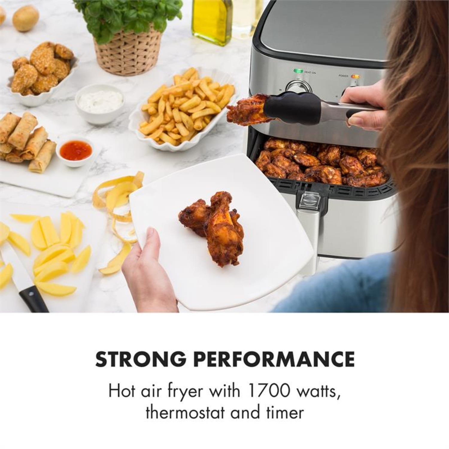 Klarstein Heißluftfritteuse, 1700 W, Air Fryer Fritteuse ohne Öl Heizluftfritteuse Heißluftfritteusen