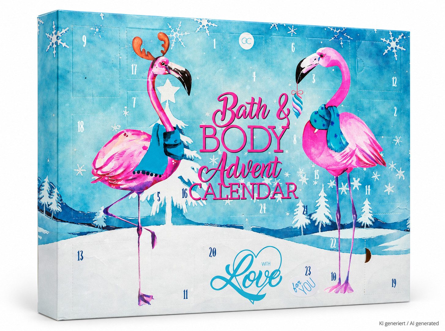 ACCENTRA Kosmetik-Adventskalender FLAMINGO LOVE für Frauen - XXL Bad & Körperpflege Weihnachtskalender (24-tlg), Designed in Germany