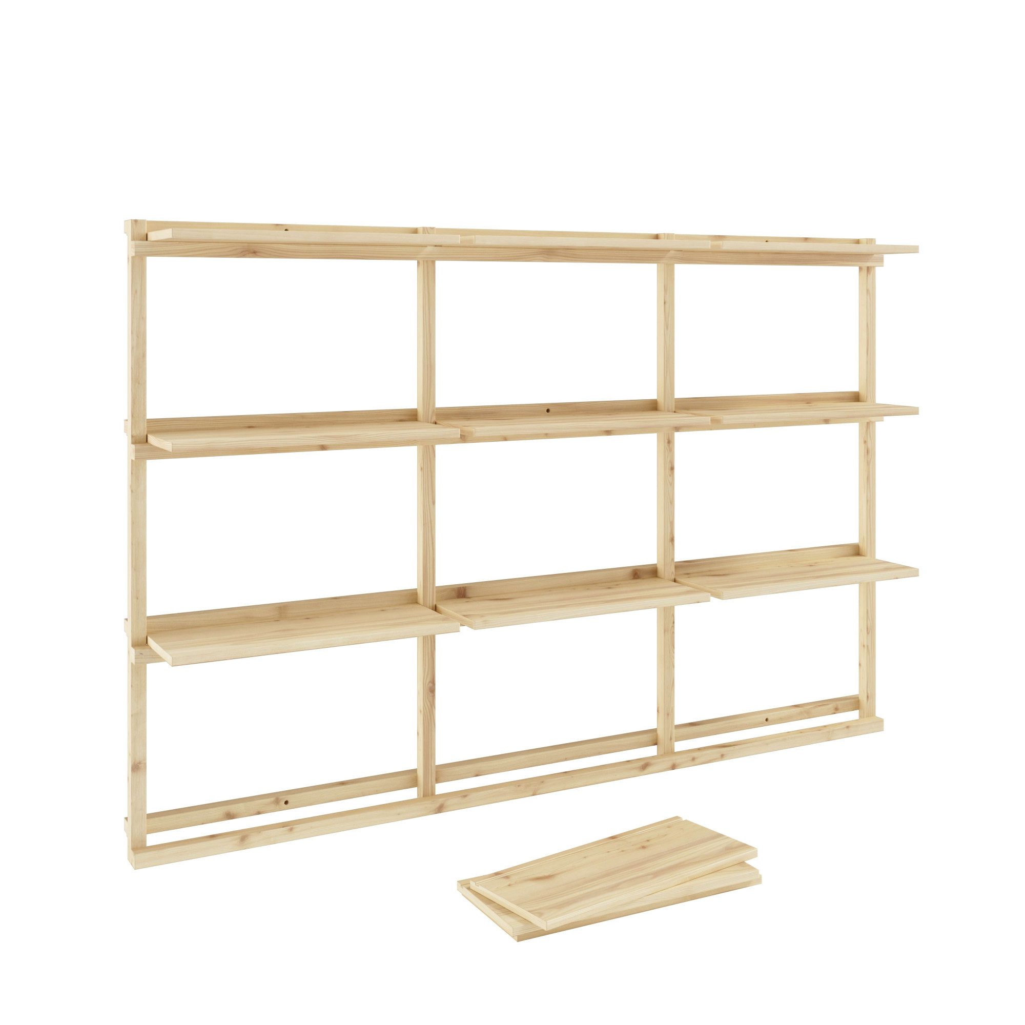 Karup Design Wandregal Groove Shelving Big, Wandregal, Aufbewahrung, Deko, Platzsparend, inkl. 12 Abnehmbare Regalböden aus FSC®-zertifiziertem Massivholz