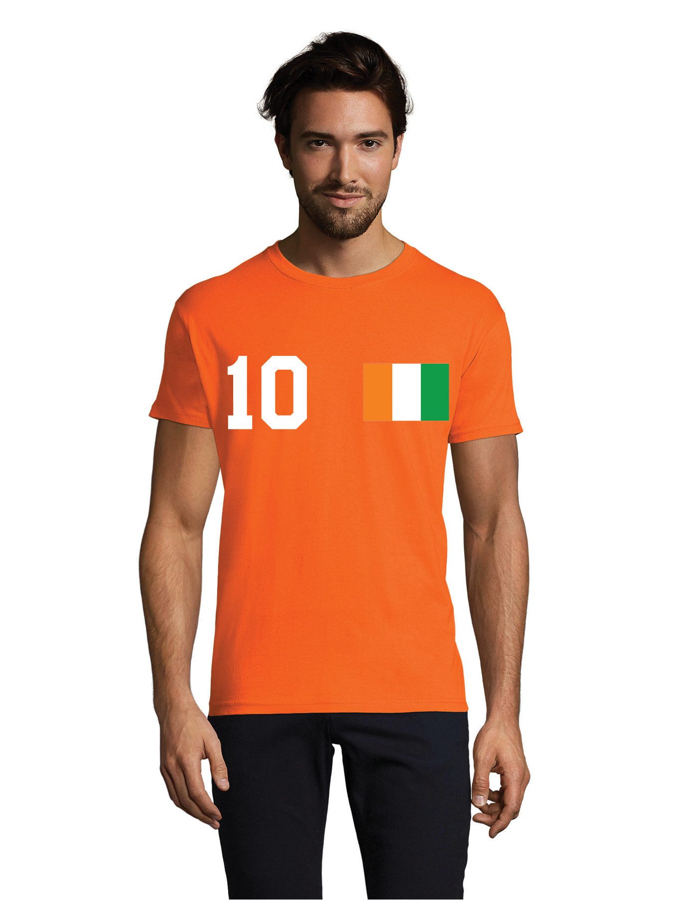 Youth Designz Print-Shirt Elfenbeinküste Herren T-Shirt im Fußball Trikot Look mit trendigem Motiv