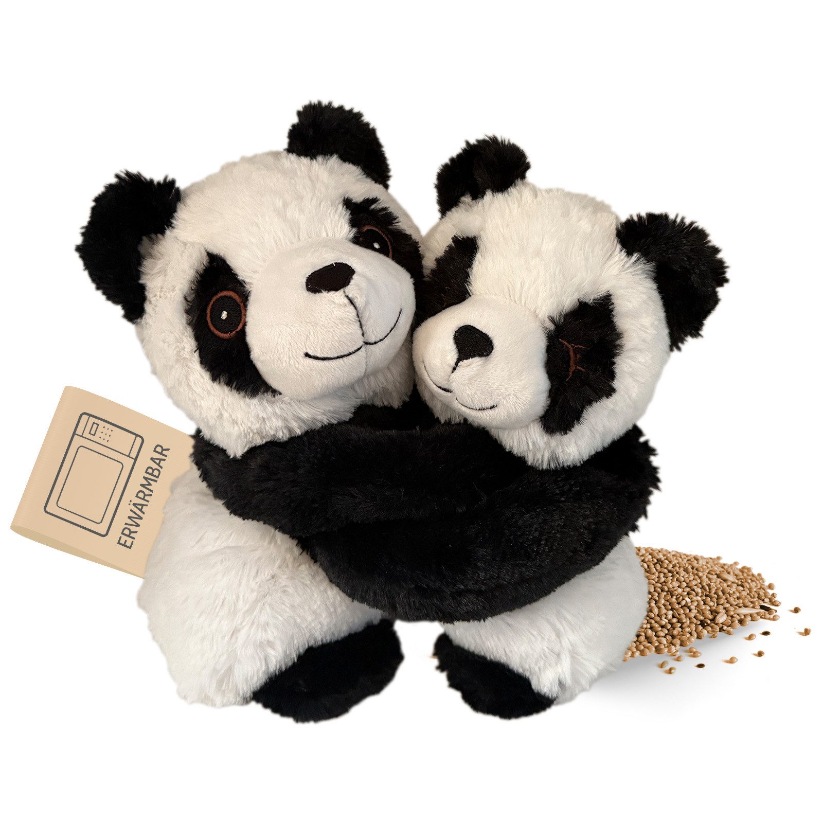 Habibi Plush Wärmekissen Habibi Premium Wärmetier Stofftier 2040 Panda Mama + Kind