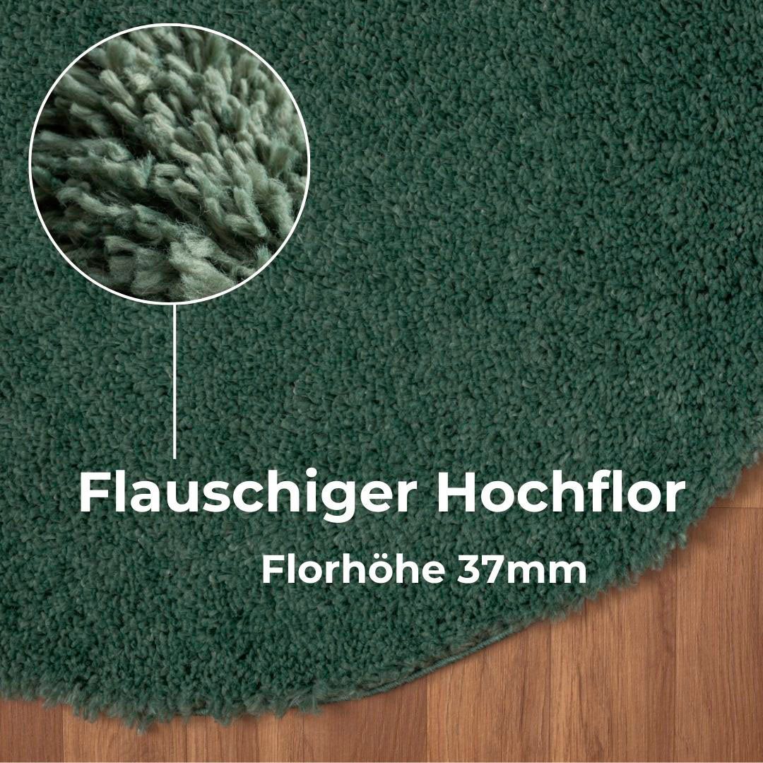 OTTO home Hochflor-Teppich Banji, rund, Höhe: 37 mm, Uni Farben, weich und flauschig, auch als rechteckig erhältlich
