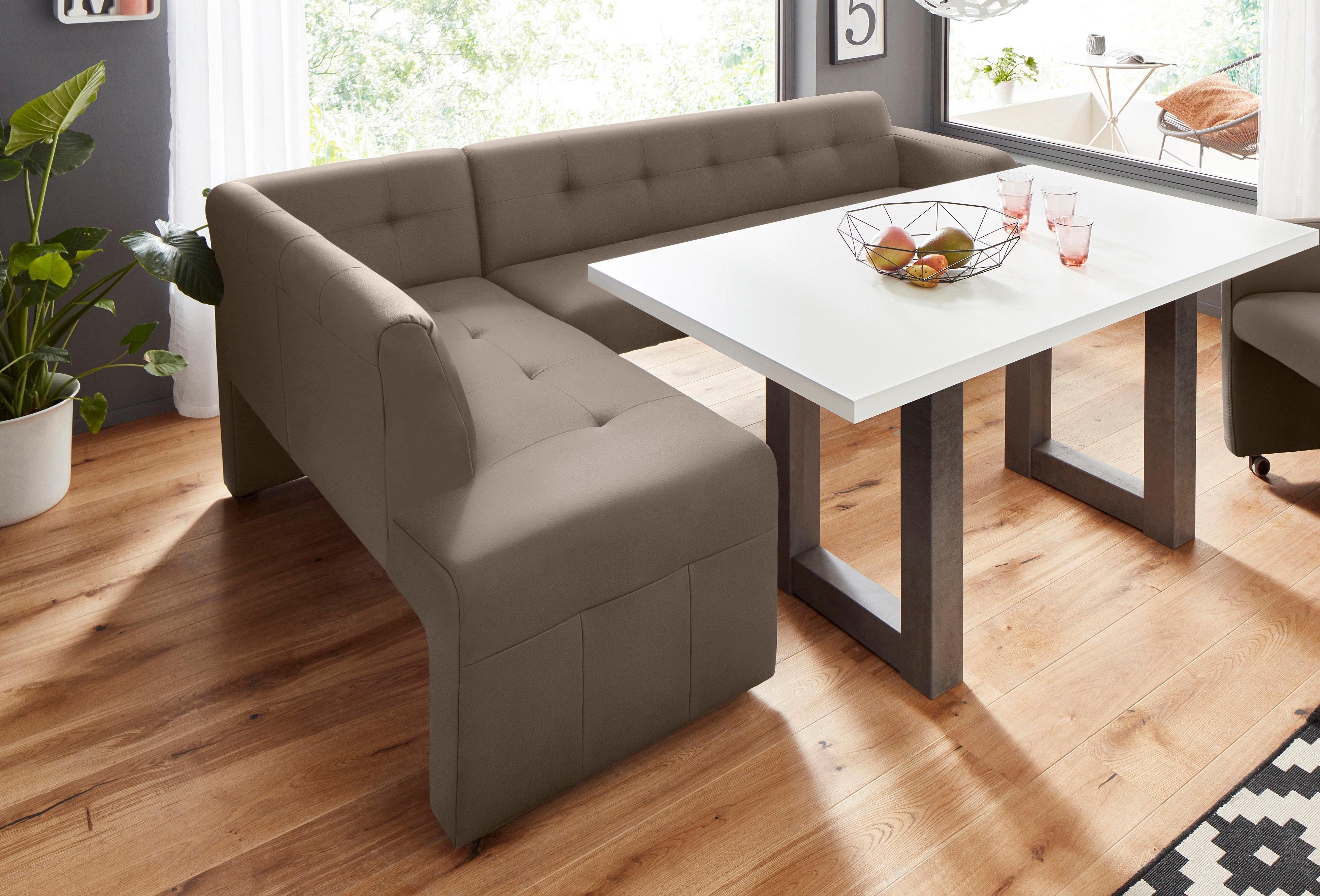 exxpo - sofa fashion Eckbank Barista mit toller Detailverarbeitung, hohe Bodenfreiheit, Komfortsitzhöhe 49cm, Frei im Raum stellbar