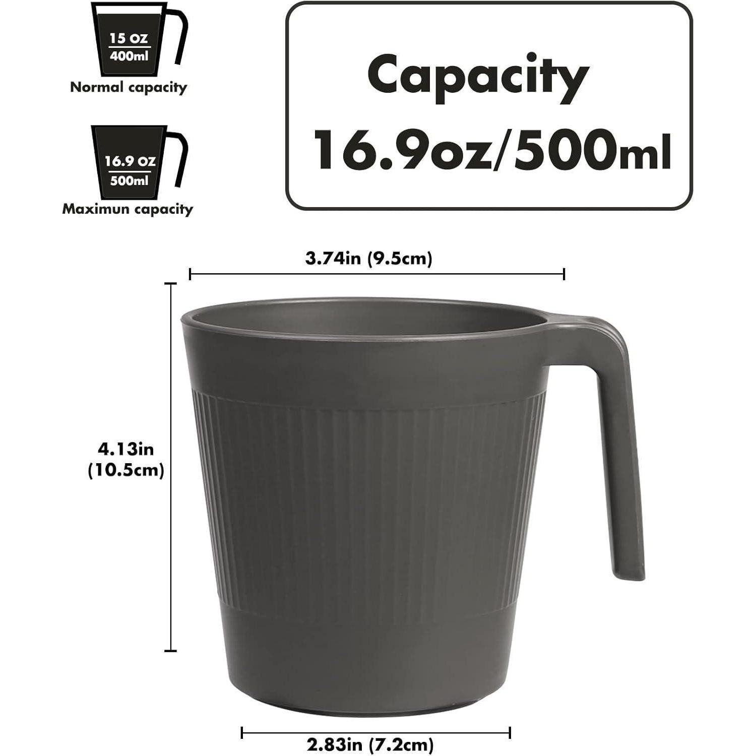 LuxusKollektion Becher Tasse 500ml Henkel Plastik Melaminfrei 8 Pcs Dunkle Tasse mit Henkel