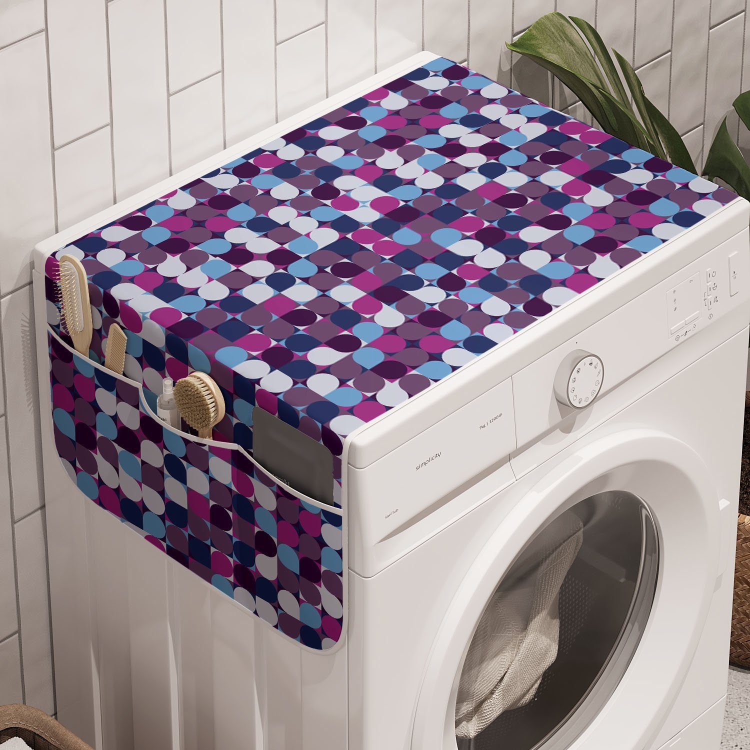 Kreis-Mosaik Anti-Rutsch-Stoffabdeckung und für Abstrakter Geometrisch Trockner, Abakuhaus Badorganizer Waschmaschine