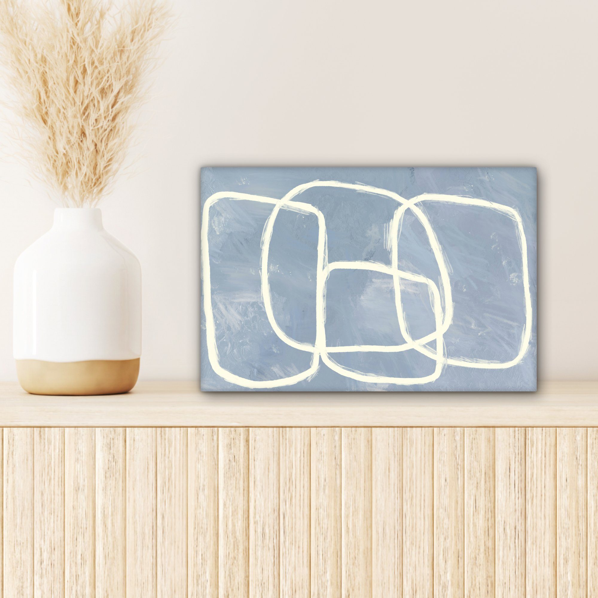 OneMillionCanvasses® Leinwandbild Abstrakt - Blau Wandbild Leinwandbilder, St), Aufhängefertig, (1 30x20 Wanddeko, Kunst, cm 
