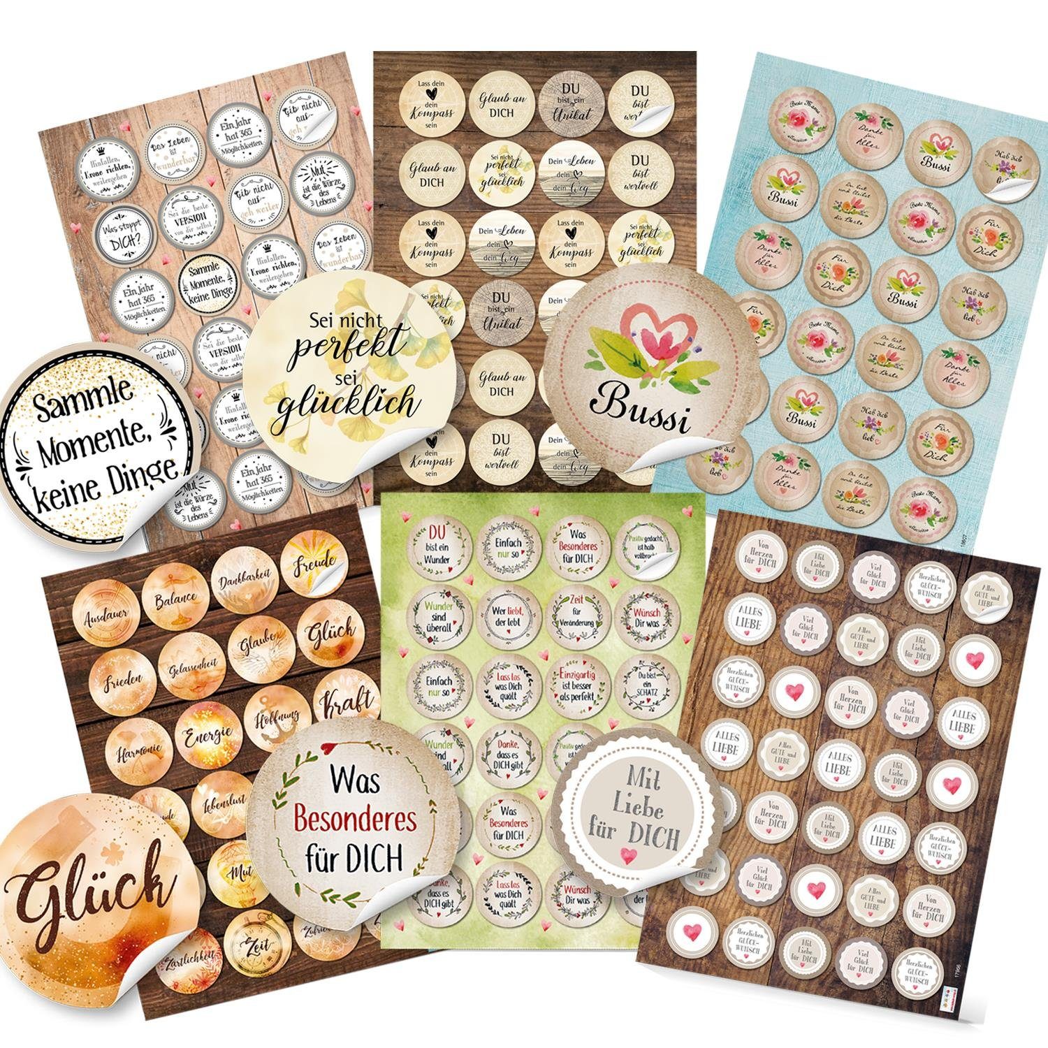 Logbuch-Verlag Aufkleber Geschenkaufkleber Set ø 4 cm - bunt, (155tlg)