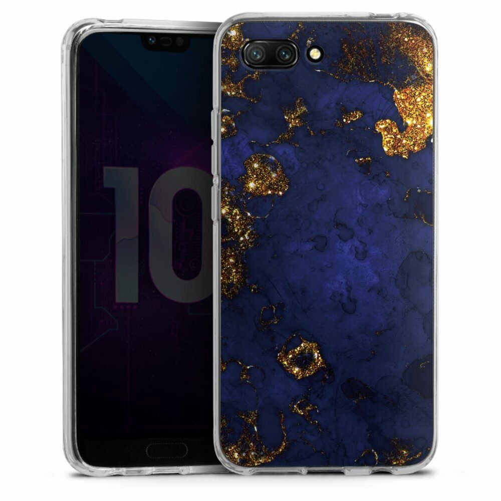 DeinDesign Handyhülle Marmor Gold Utart Blue and Golden Marble Look, Huawei Honor 10 Silikon Hülle Bumper Case Handy Schutzhülle