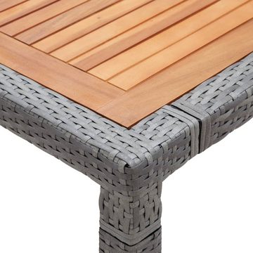 vidaXL Gartentisch Gartentisch Grau 200x150x74cm Poly Rattan und Akazie Massivholz (1-St)