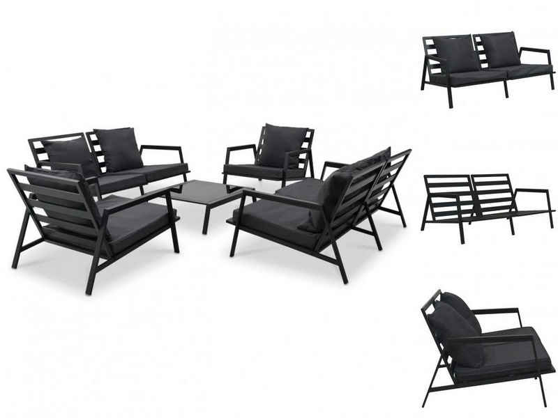 vidaXL Garten-Essgruppe 5-tlg Garten Lounge Set mit Auflagen Aluminium Dunkelgrau Sitzgruppe S