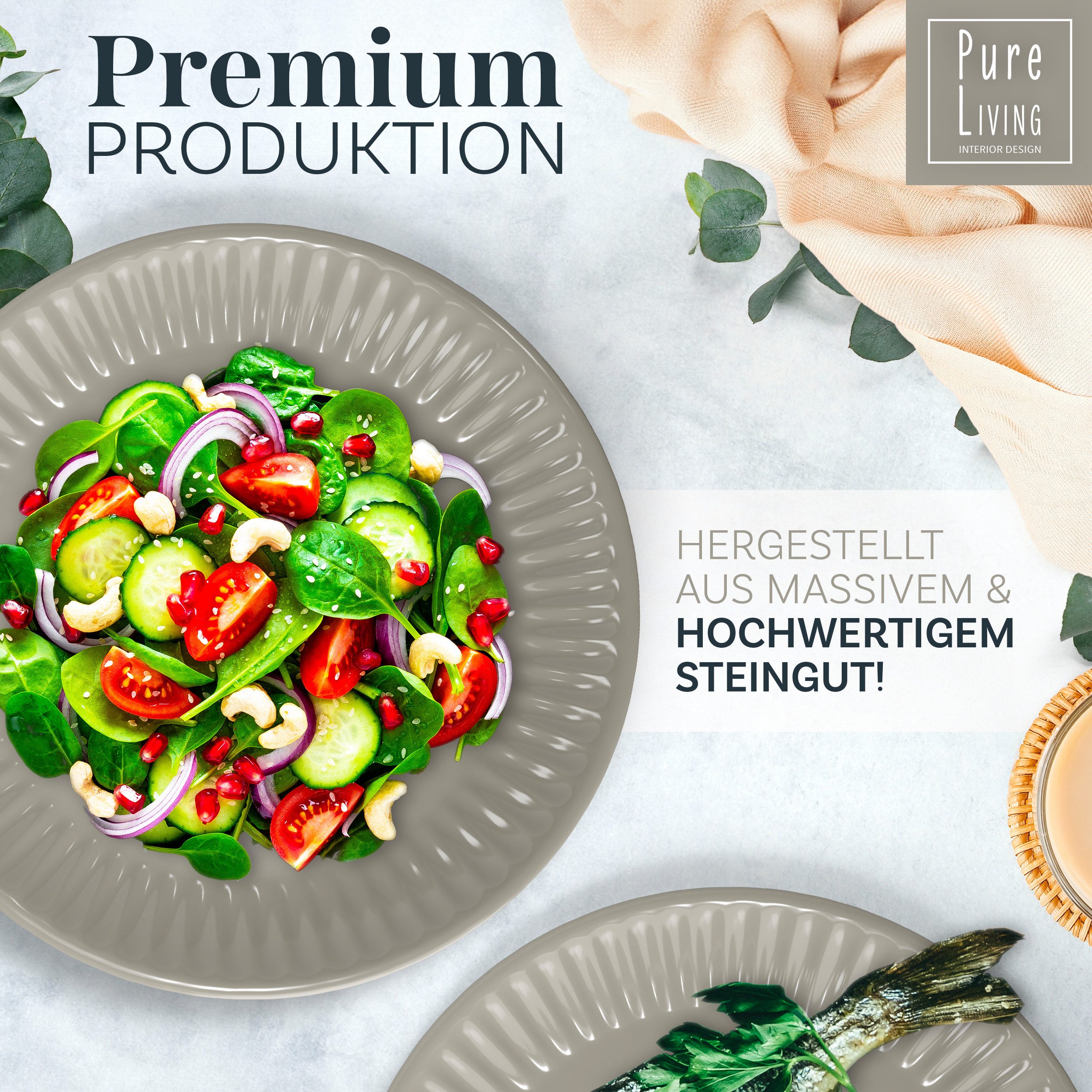 PURE LIVING INTERIOR DESIGN Geschirr-Set Hygge Becher, 6er-Set, 435 ml, Hellbraun Steingut (6-tlg), 6 Personen, Steingut – Bild 4 von 5