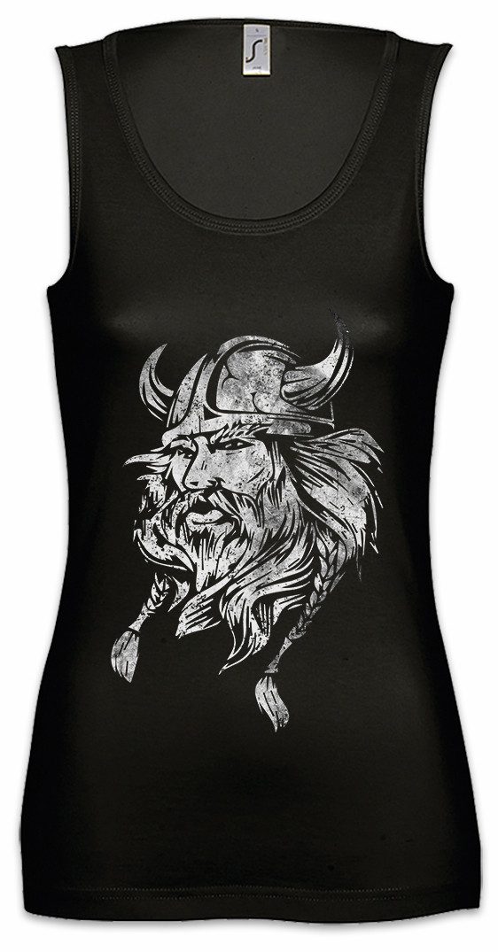 Urban Backwoods Tanktop Viking Head I Ärmelloses Damen T-Shirt Wikinger Kopf Runen Vikings Walhalla Odin Thor Norse