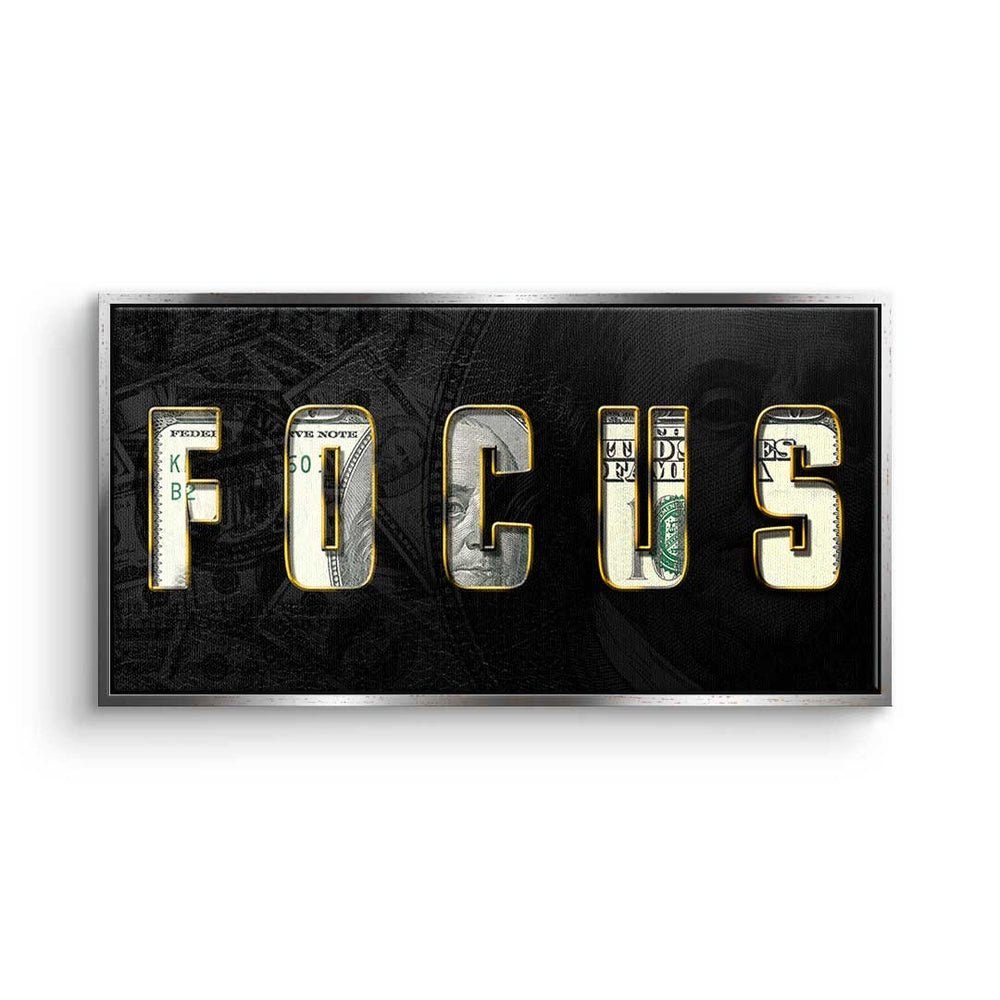 Rahmen Leinwandbild, silberner Work DOTCOMCANVAS® - - Premium hard elegant - Motivationsbild FOCUS