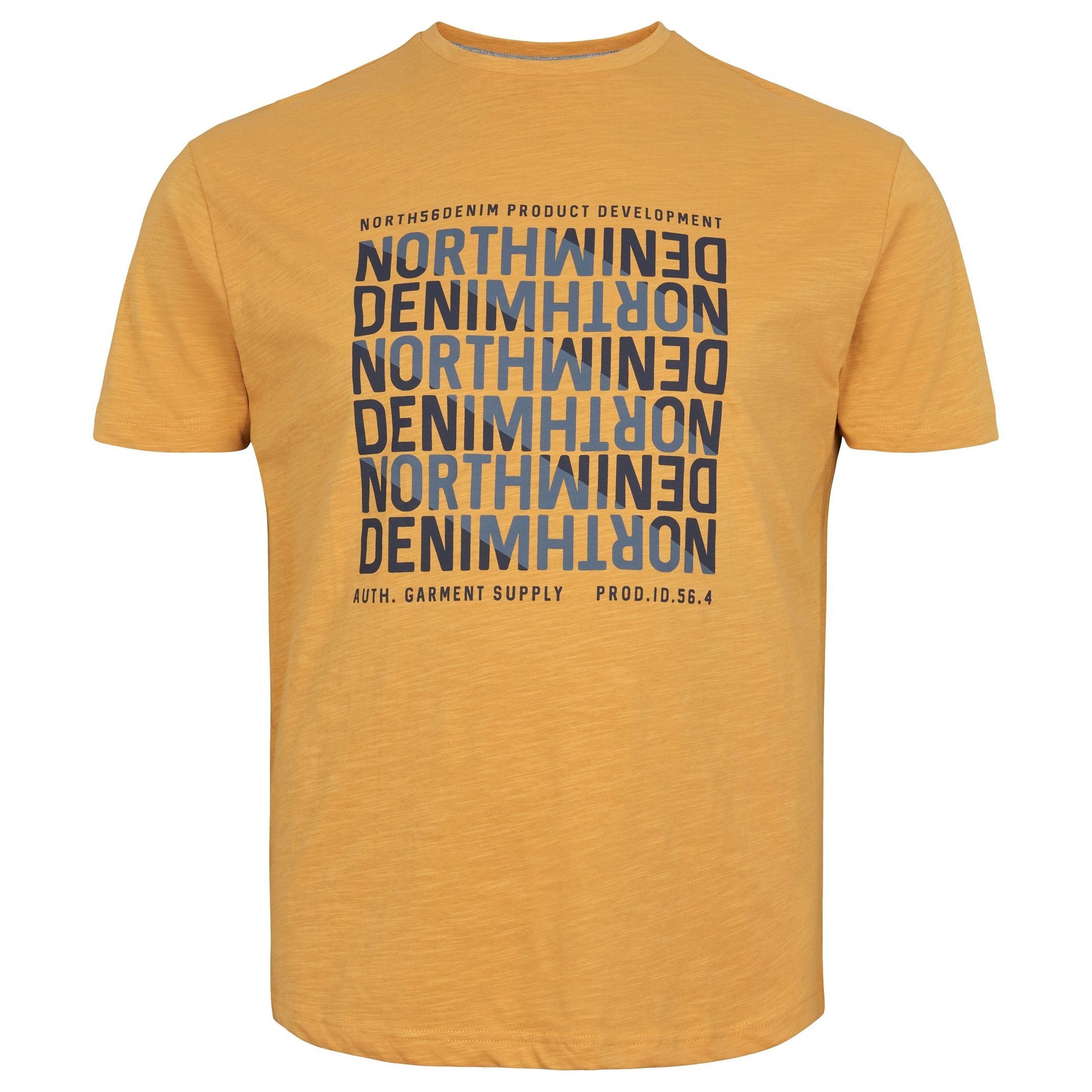 north 56 4 in senf XXL bedruckt 56 von North Denim T-Shirt Print-Shirt