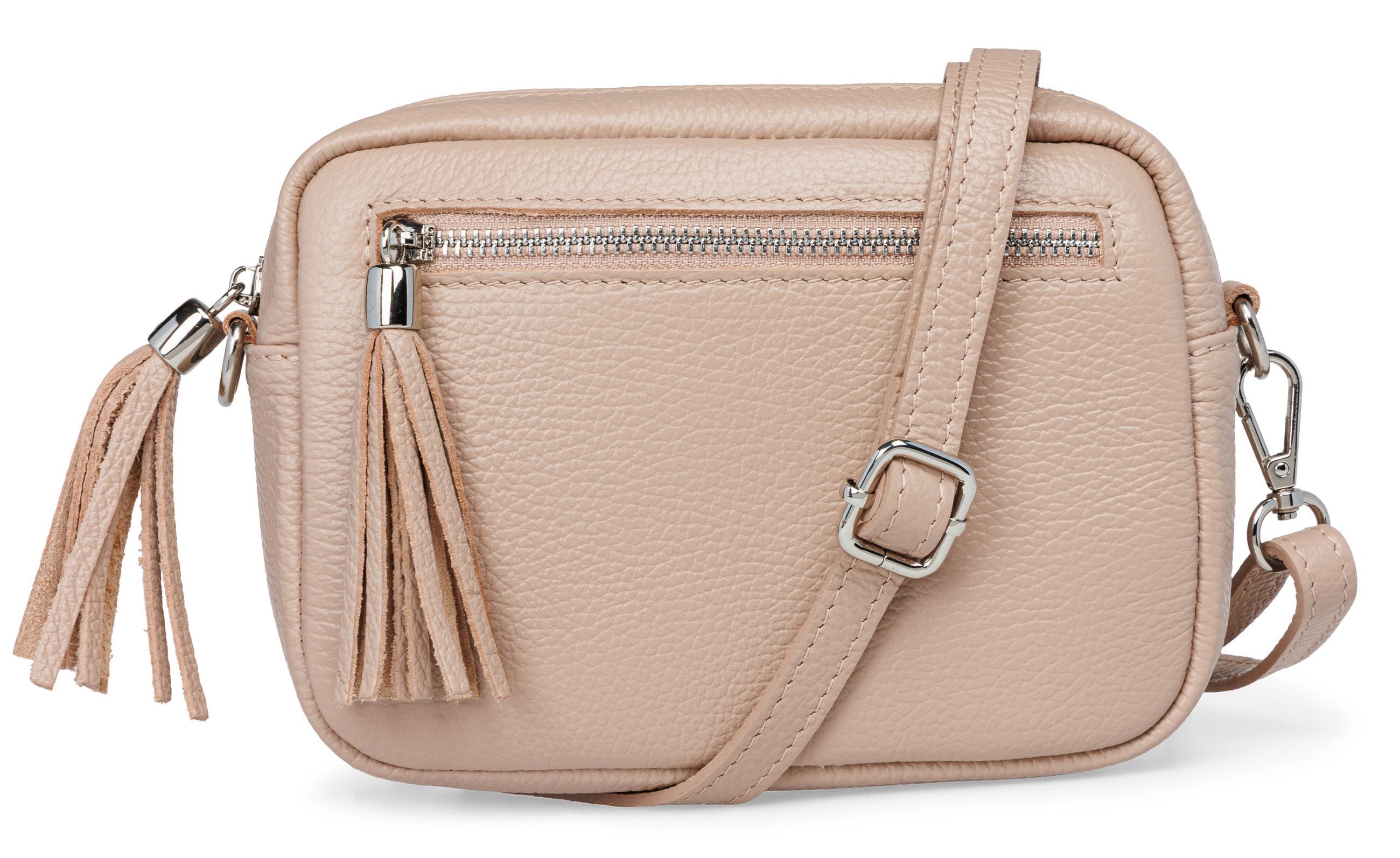 Caspar Umhängetasche Kleine Damen Crossbody Bag Leder Tasche - CLASSIC LINE - Modell No.818, leicht, elegant & unempfindlich - 100% Echtleder - Handmade in Italy