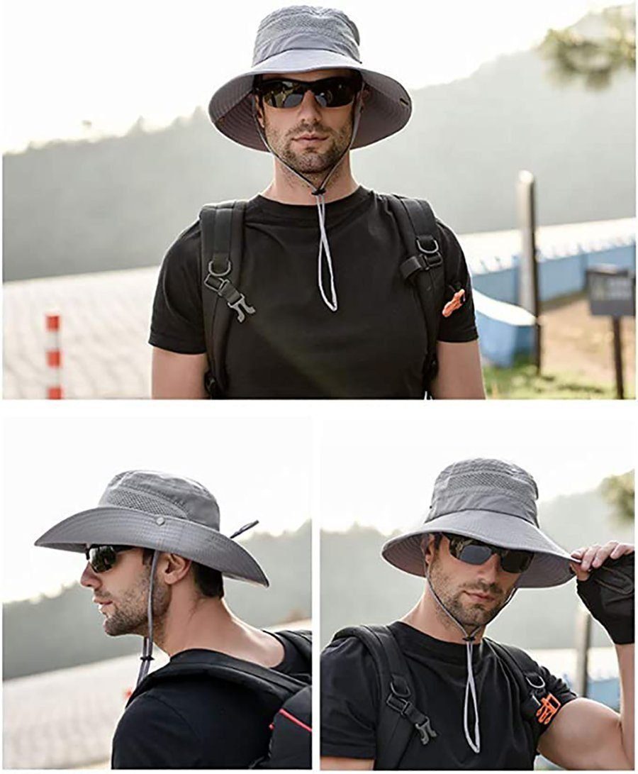 feinlux Sonnenhut Herren-UV-Schutz-Sonnenhut (Packung, Sommer Outdoor Fischerhut) Atmungsaktiv, Vergrößerter Hutrand, Windseil, Schweißband – Bild 5 von 5