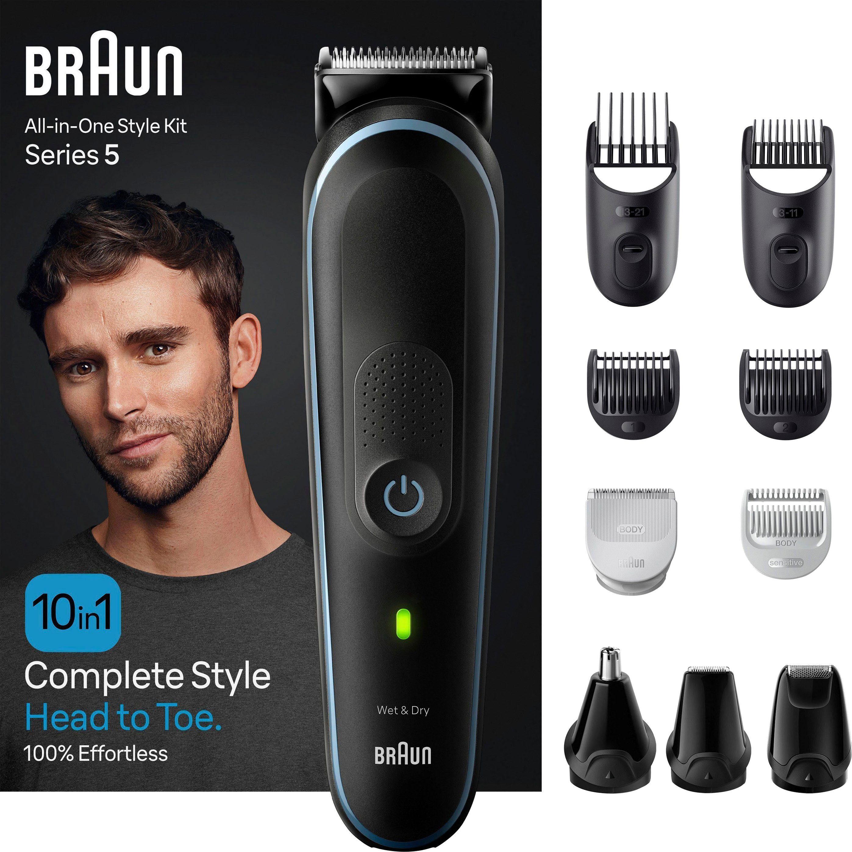 Braun Haarschneider All-In-One Styling Set MGK5445, Set für Bart, Wasserdicht, 100 Min. kabellose Laufzeit | Haarschneider