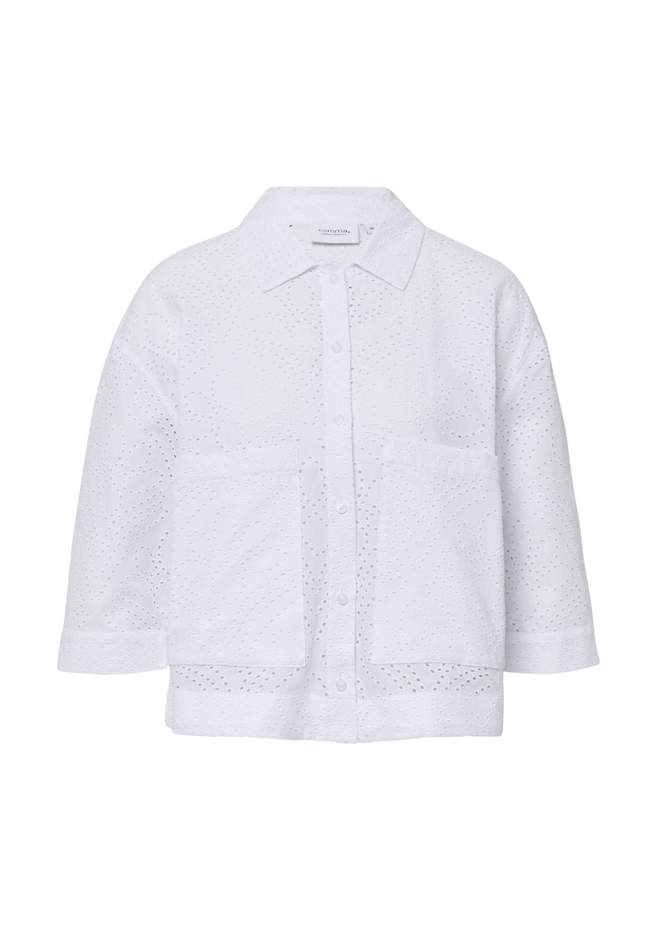 comma Kurzarmbluse Bluse Bluse mit Lochstickerei und aufgesetzten Taschen günstig online kaufen