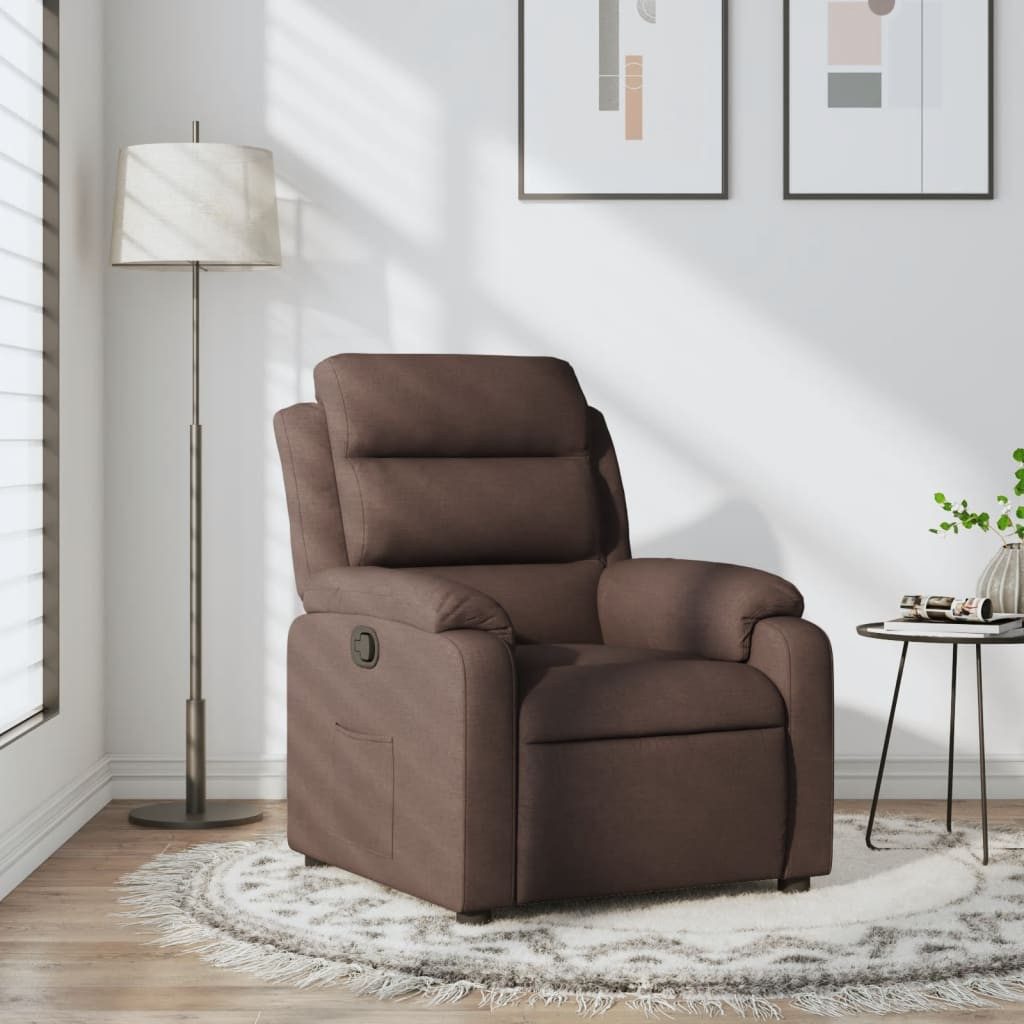 vidaXL Sessel Relaxsessel Dunkelbraun Stoff (1-St) – Bild 2 von 5