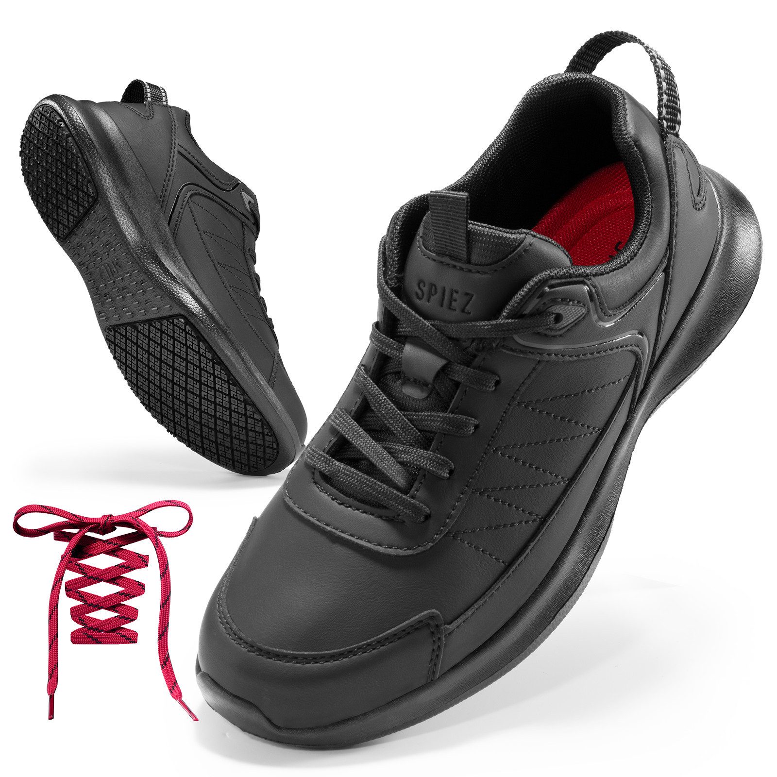 SPIEZ Arbeitsschuh Damen Kochschuhe SRC Wasserdicht Ölbeständig Schwarz Arbeitsschuh (Mit Rutschhemmender Sohle, Gastronomie Küchen, Für Kellner und Pflege) Спортивная обувь EN ISO 20347