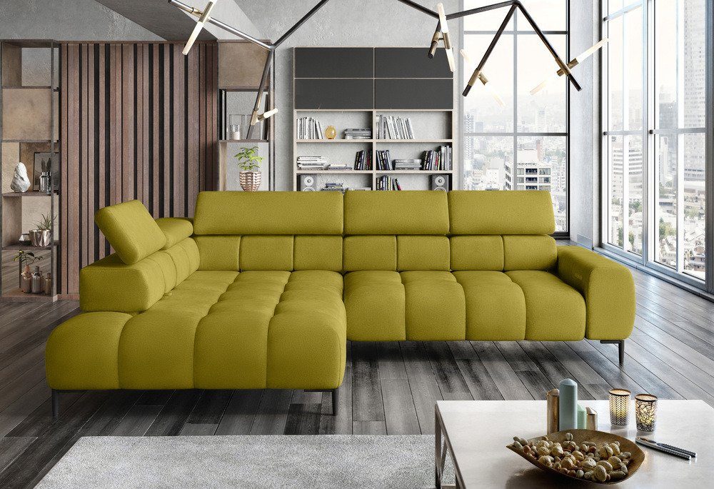 Stylefy Ecksofa Plazetti, L-Form, Eckcouch, Ottomane links oder rechts  bestellbar, mit Relaxfunktion, inklusive Rückenteil-, Kopfteil- und  elektrischer Sitztiefenverstellung, Modern Design