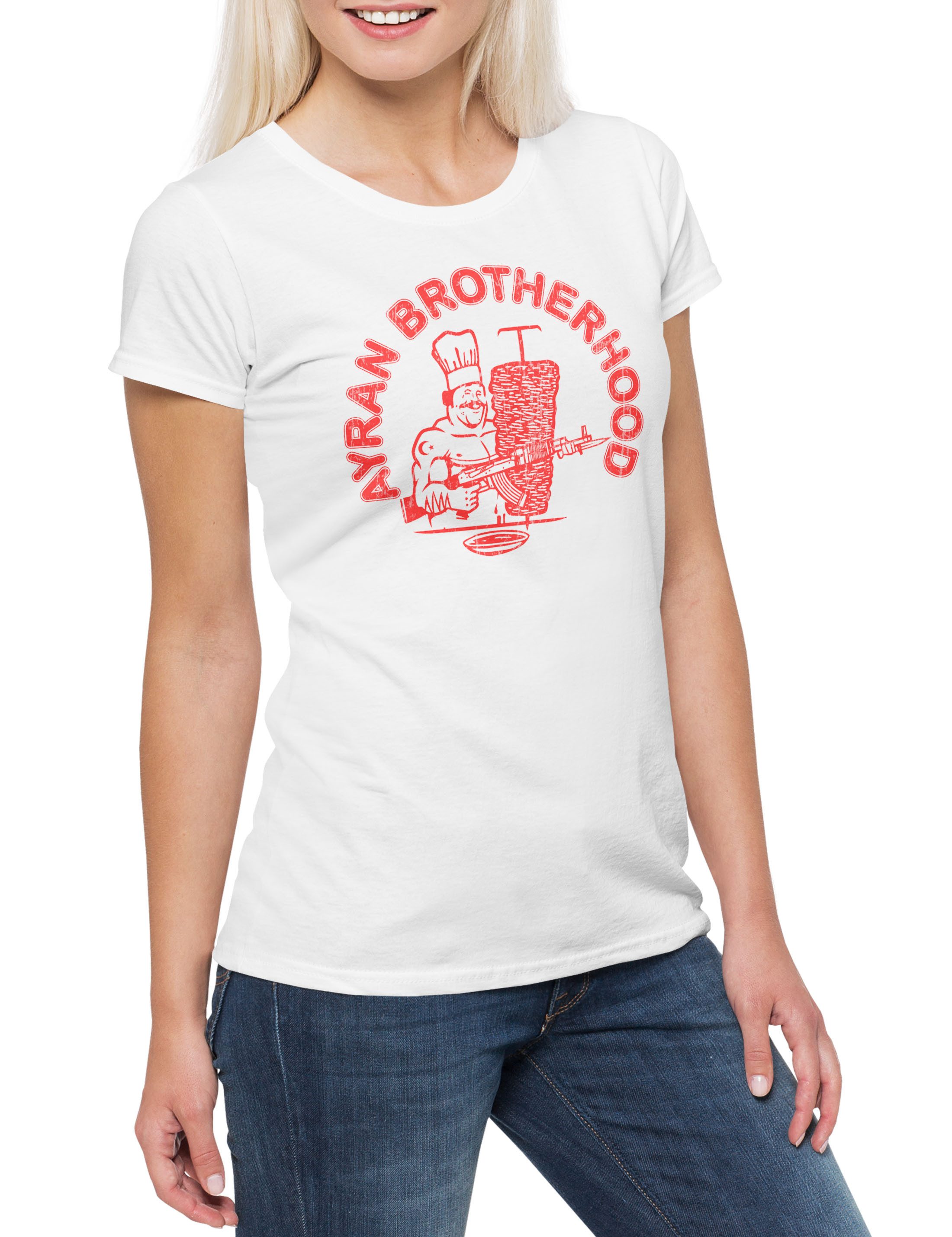 Print-Shirt Ayran Crew Damen T-Shirt Döner Kebab Dönerladen Türkei Spaß Gang Love