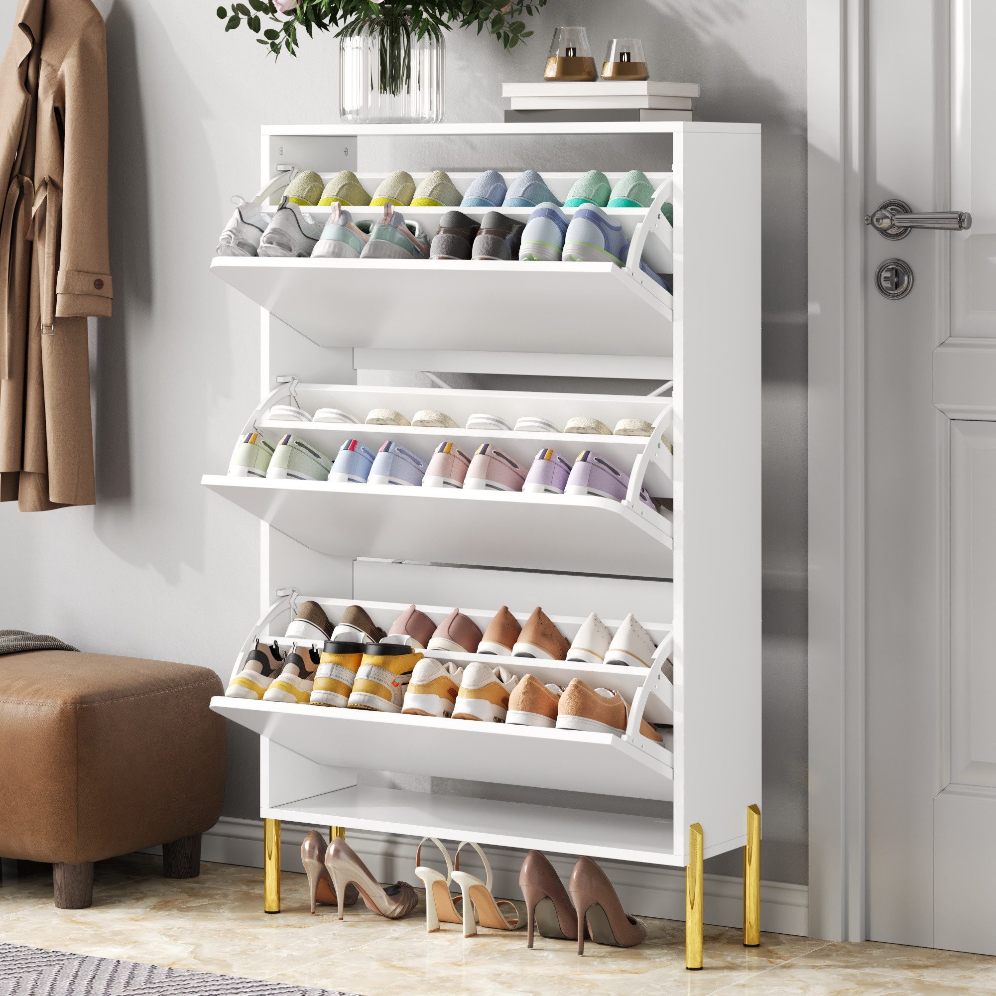 FANNOU Schuhschrank Drei Türen, 120 x 73 x 24 cm (1-St)