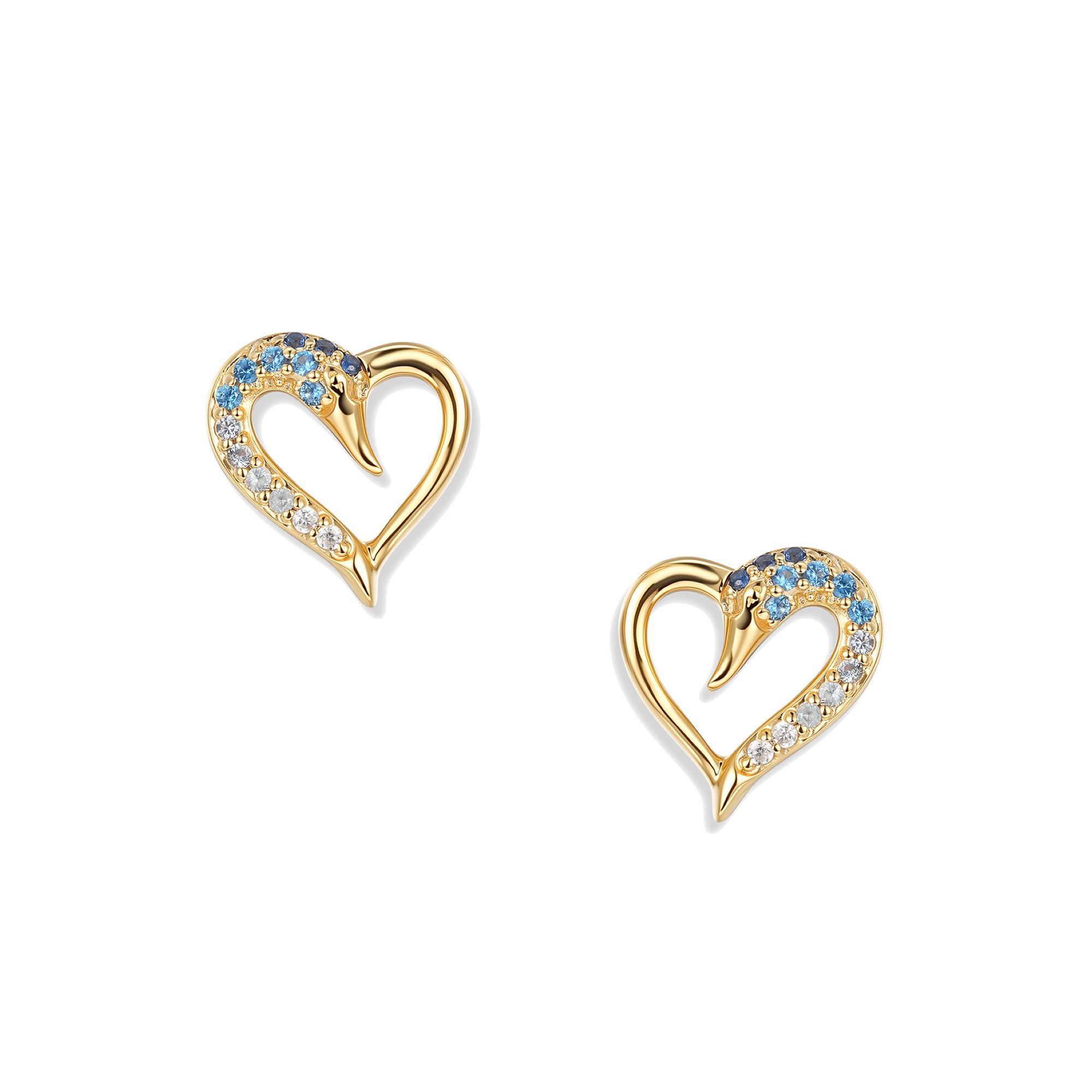 Seinerzeit FLORA & FAUNA Paar Ohrstecker Azur Schwan Herz Ohrringe, Material: 925 Sterling Silber vergoldet