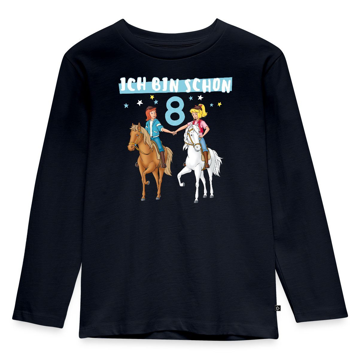 T-Shirt Bibi & Tina Geburtstag Ich Bin Schon Acht Kinder Premium Langarmshirt
