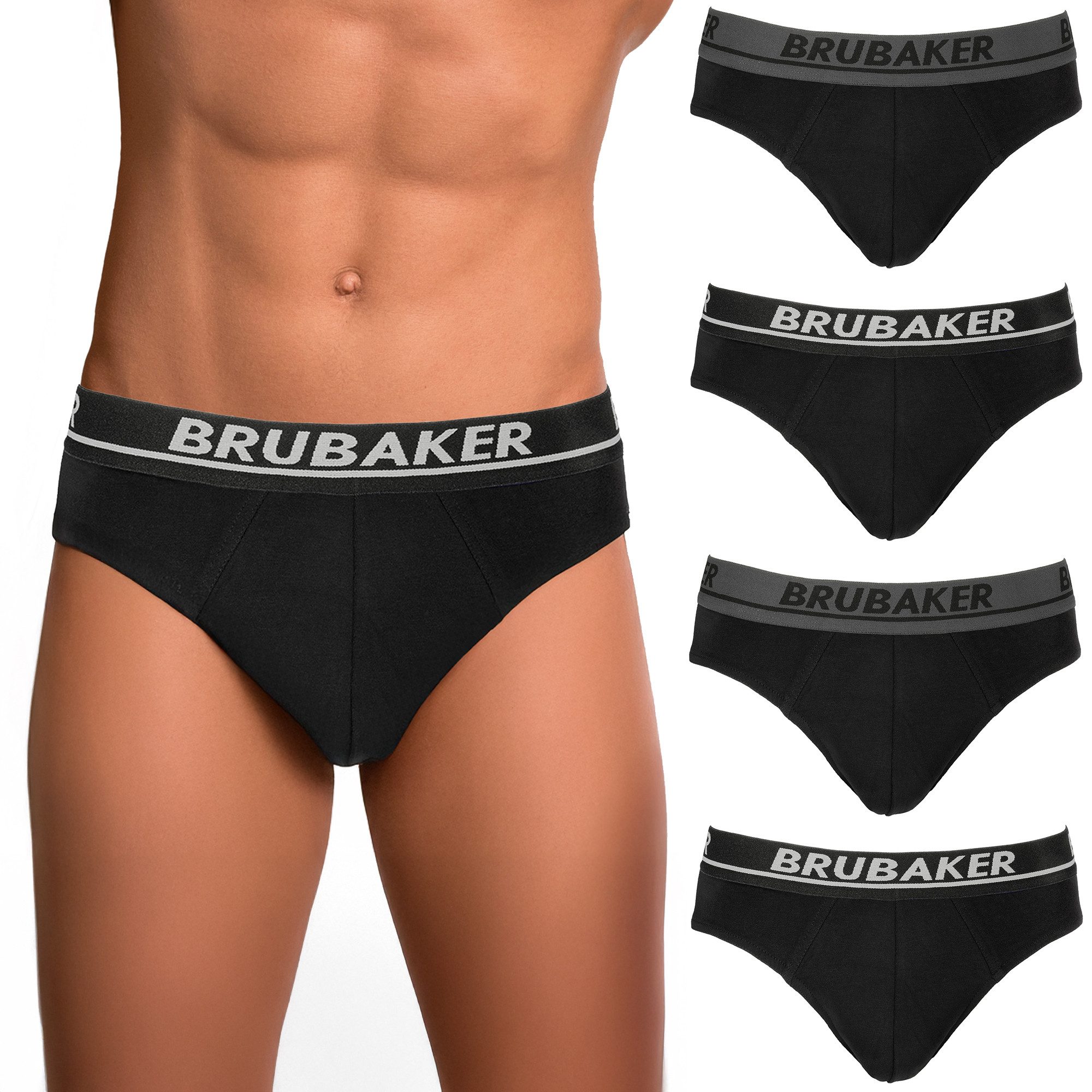 BRUBAKER Slip 4er Pack Herren Komfort Unterhosen mit elastischem Bund (Mehr günstig online kaufen