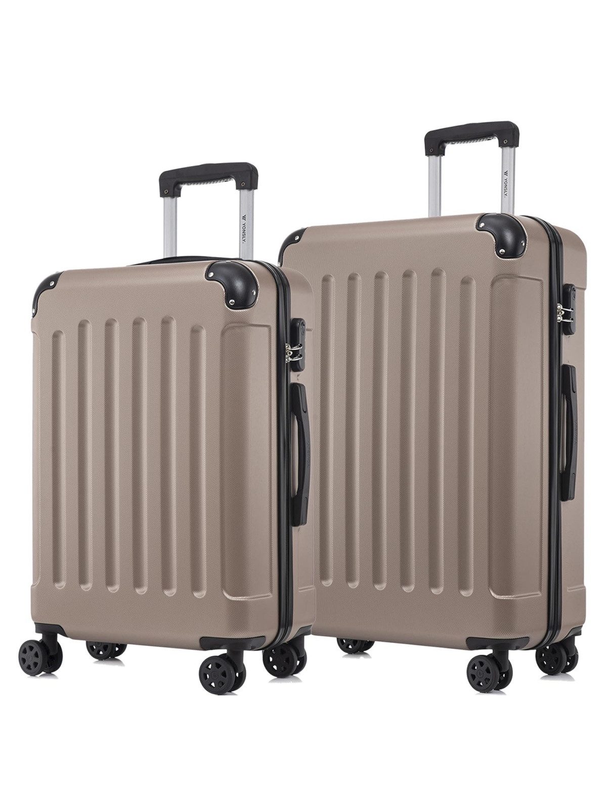 YONSLY Trolleyset Hartschalen-Reisekoffer Rollkoffer Trolley Gepäckset aus ABS, 4 Rollen, (Reiseset, 2 tlg., Größen L&XL), mit 360° Doppelrollen, Zahlenschloss und ergonomischem Gummigriff