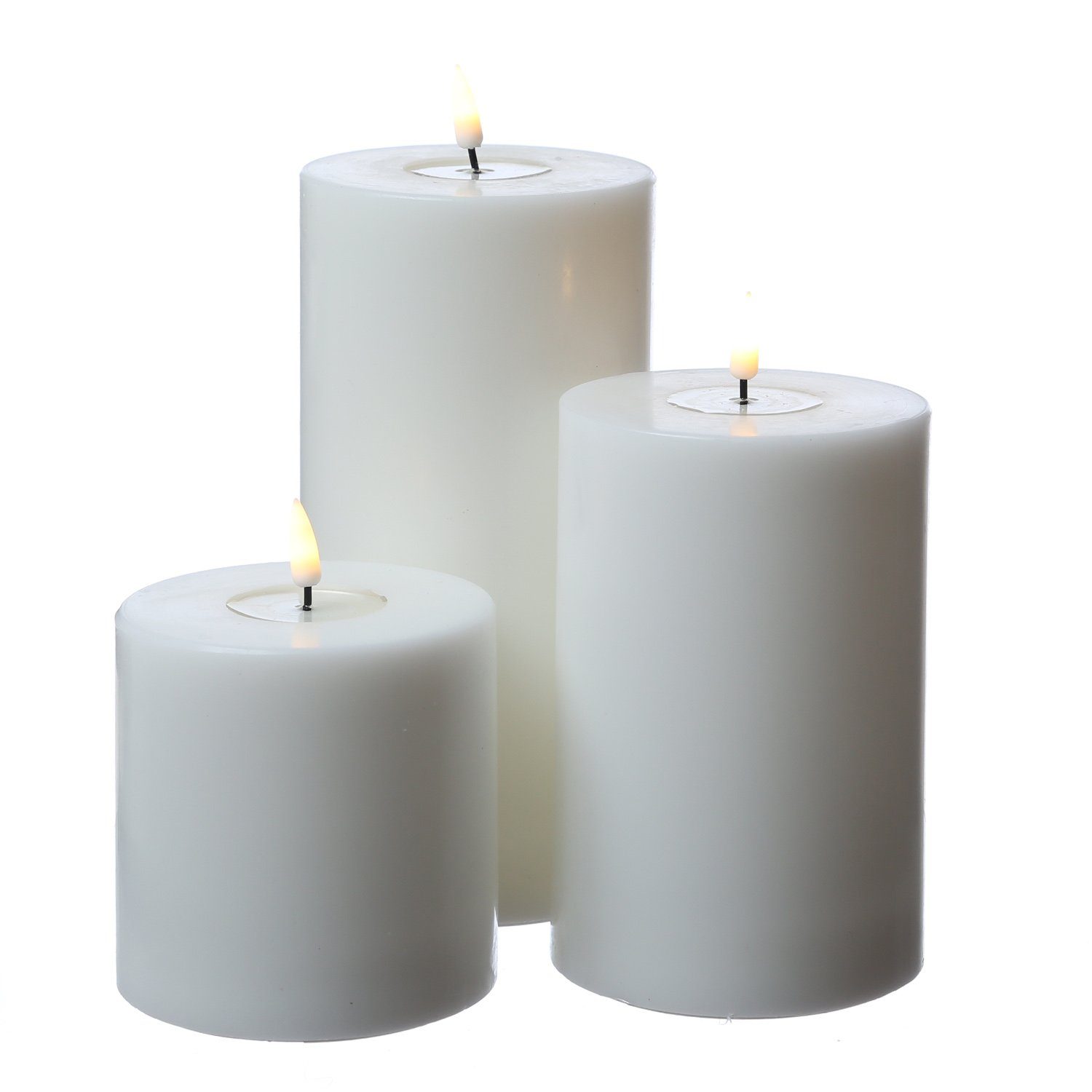 Deluxe Homeart LED-Kerze Mia Deluxe Echtwachs flackernd Wachsspiegel H: 15cm D: 10cm weiß
