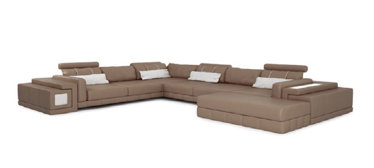 Design Ledersofa Modern Sofa JVmoebel Braun U-Form Wohnlandschaft Ecksofa Ecksofa, Couch
