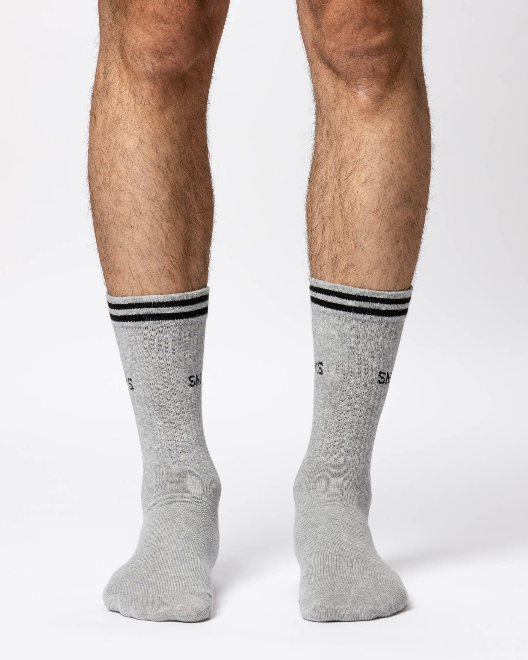 Bio-Baumwolle, Sportsocken (4-Paar) jedes Outfit Herren aus SNOCKS Damen stylish Streifen für für Tennissocken Grau mit Hohe &