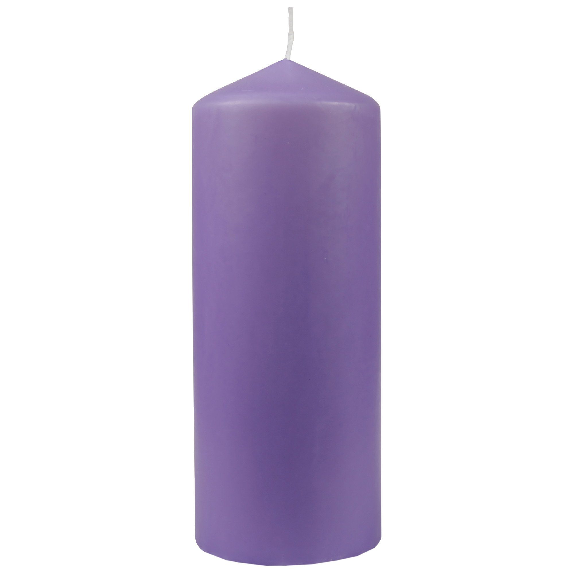 Blockkerze Candle HS in Kerze 20cm x vielen Farben Stumpenkerze Violett Ø8cm - (3-tlg), Wachskerzen