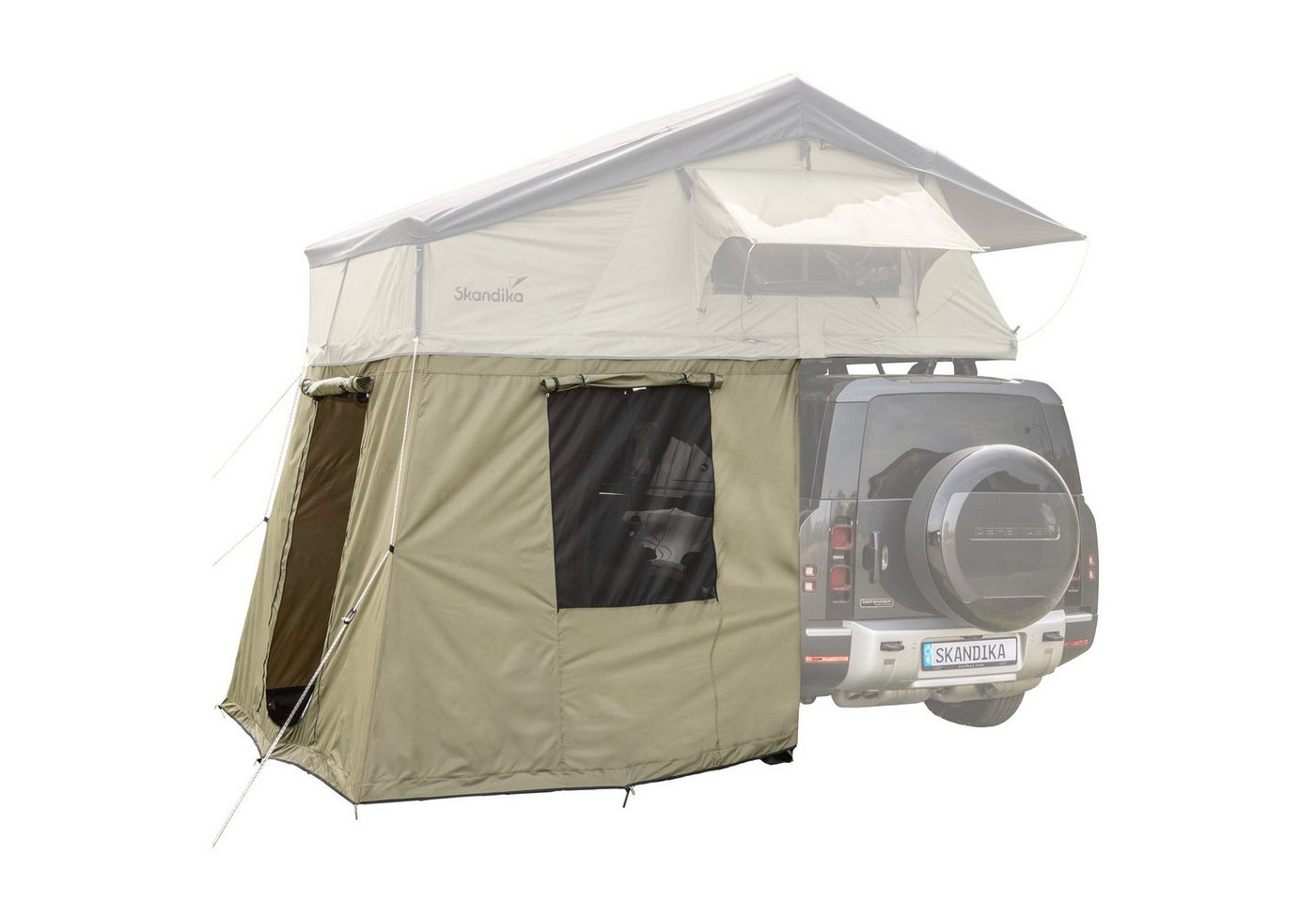 Skandika Dachzelt Freeland 4, Autodachzelt für 2-4 Personen, Vorzelt für Autozelt, (Zeltboden wannenförmig, abtrennbar (mit Rundum-Reißverschluss), Softcover, wasserfest 2500 mm, Eingang und Fenster mit Moskitonetz
