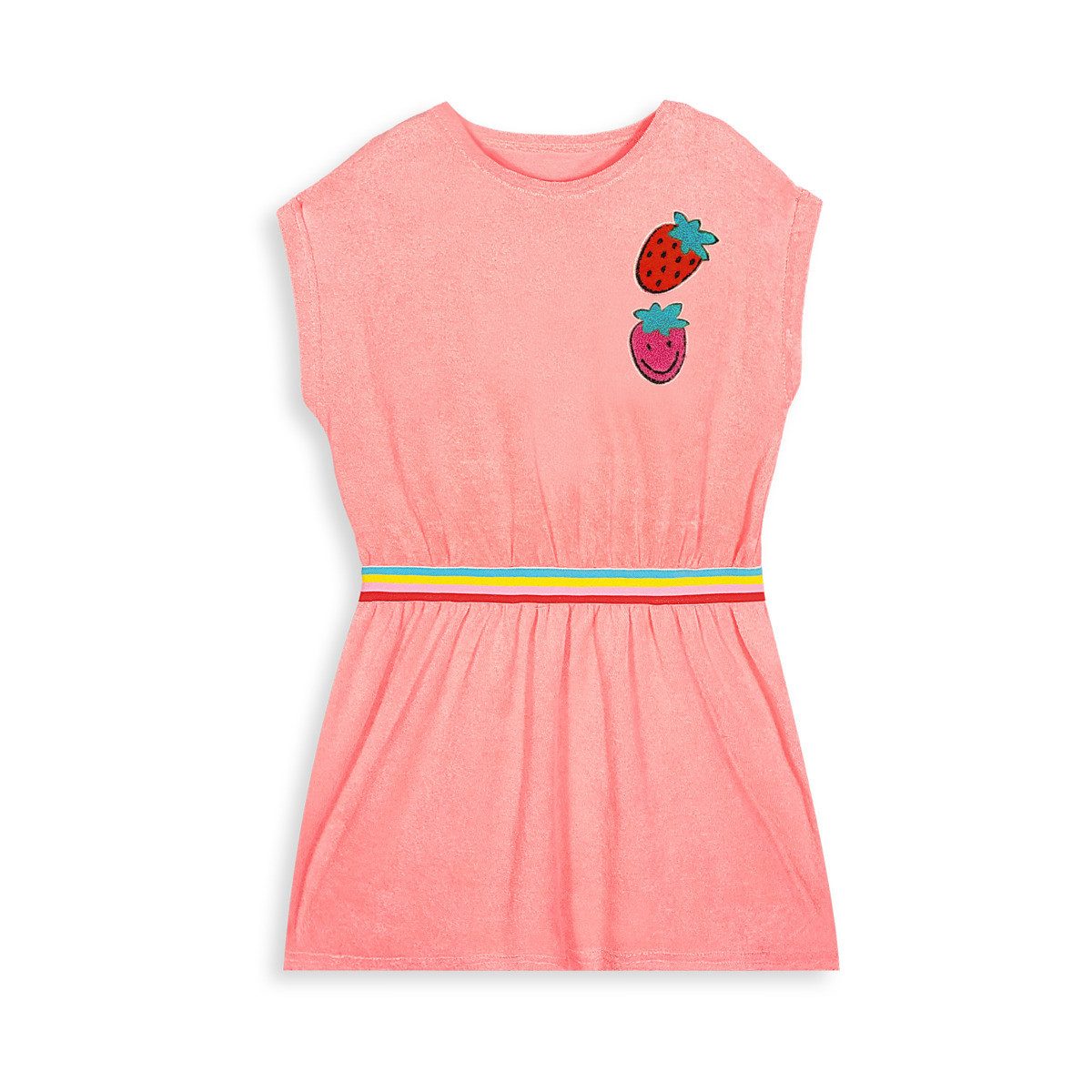 Denokids Midikleid Terry Cloth Pink Strawberries Mädchen (1-tlg) Bekleidung, Outfit, Dress, Robe, Midikleid