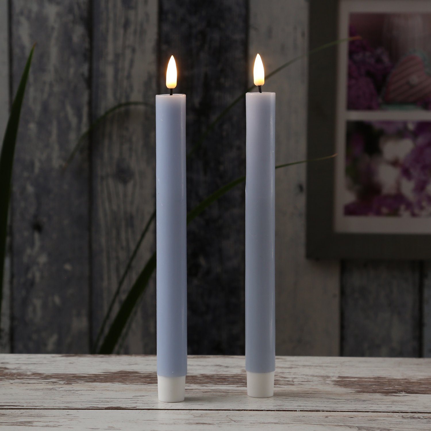 Deluxe Homeart LED-Kerze LED Stabkerzen Mia Tafelkerzen Echtwachs flackernd günstig online kaufen