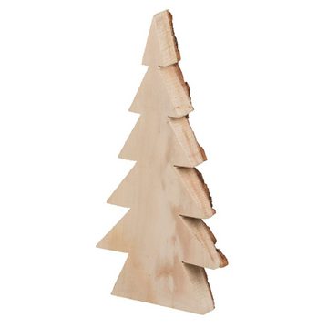 ReWu Dekoobjekt Weihnachtliche Dekotanne mit Baumrinde (Einteilig), Aus Fichtenholz 30 x 16 cm
