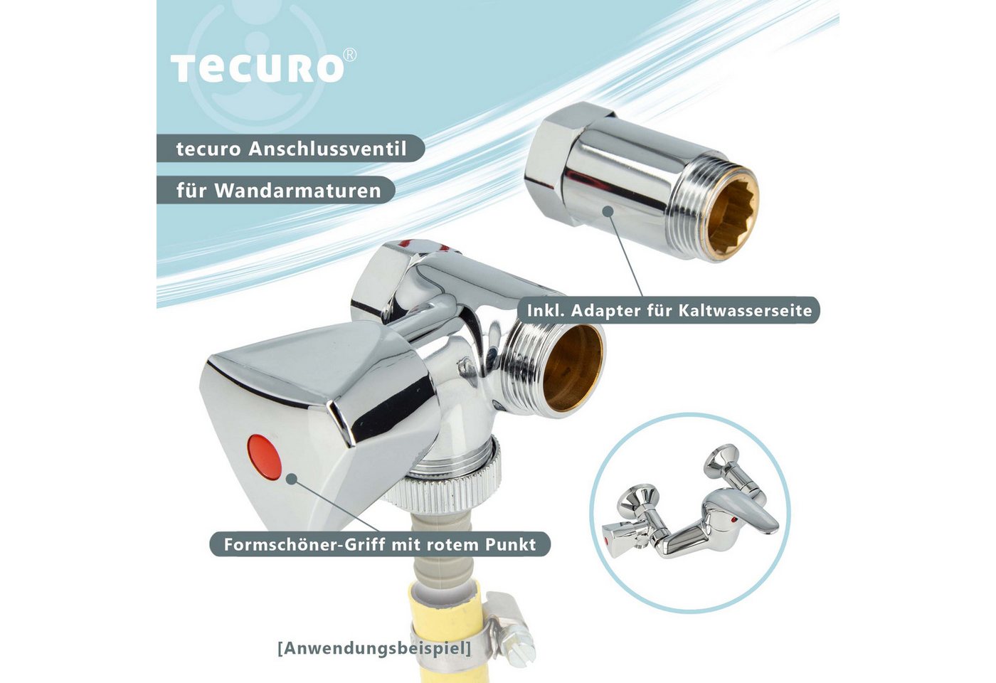 Thumbnail - tecuro Geräteventil Batterie- Geräteventil Anschlussventil für Wandarmaturen