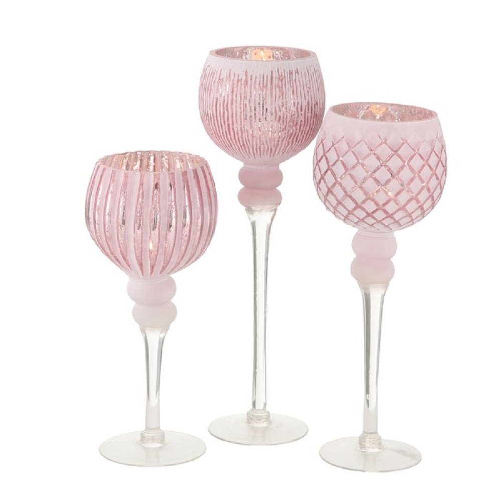 Windlicht Windlicht Manou Glas rosa 3-teilig