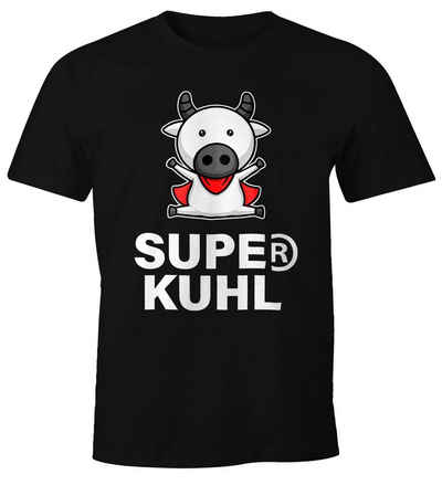 MoonWorks Print-Shirt Lustiges Herren T-Shirt Tier-Motiv Super Kuhl Kuh Fun-Shirt mit Print