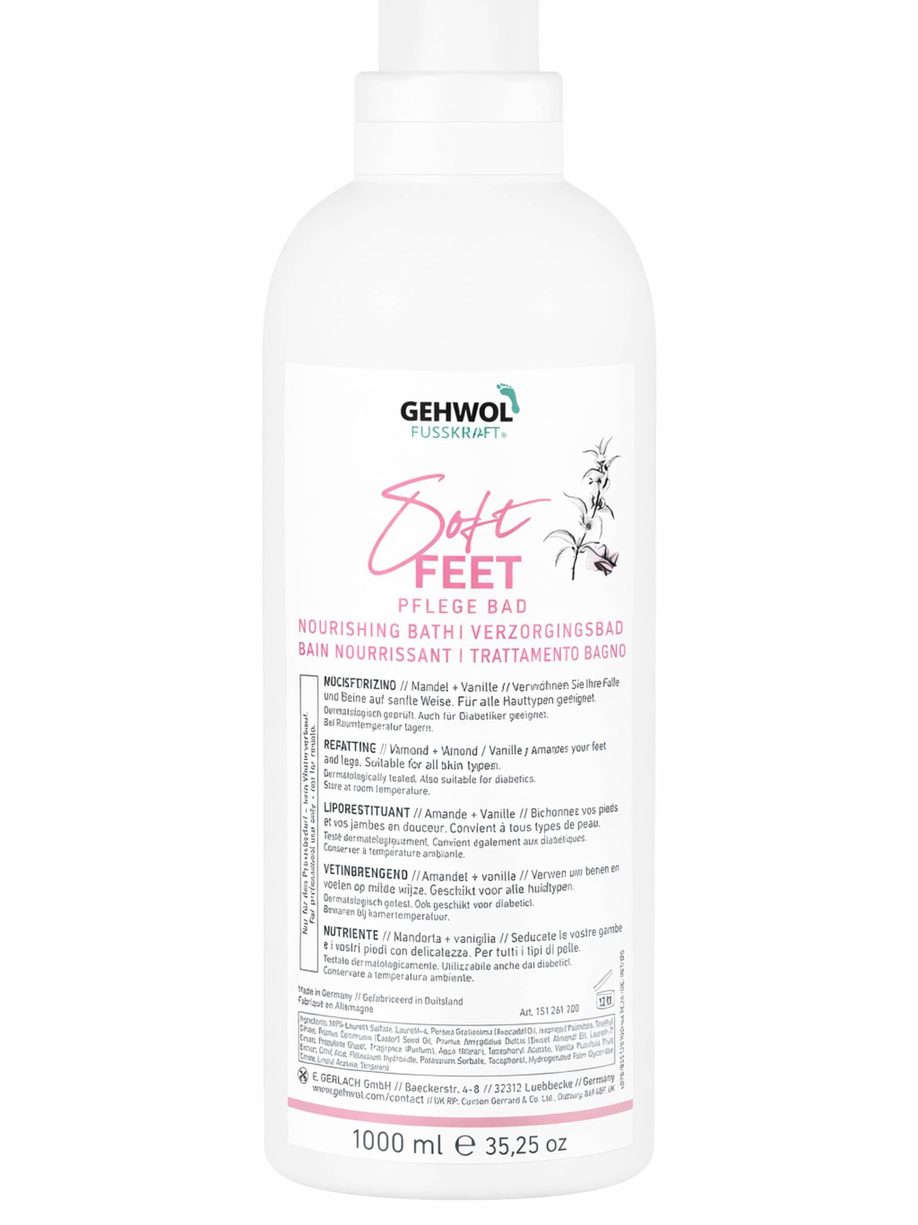 Eduard Gerlach GmbH Fußbädersalz Soft Feet Pflegebad Fußbad mit Mandelöl und Vanille 1000 ml Packung