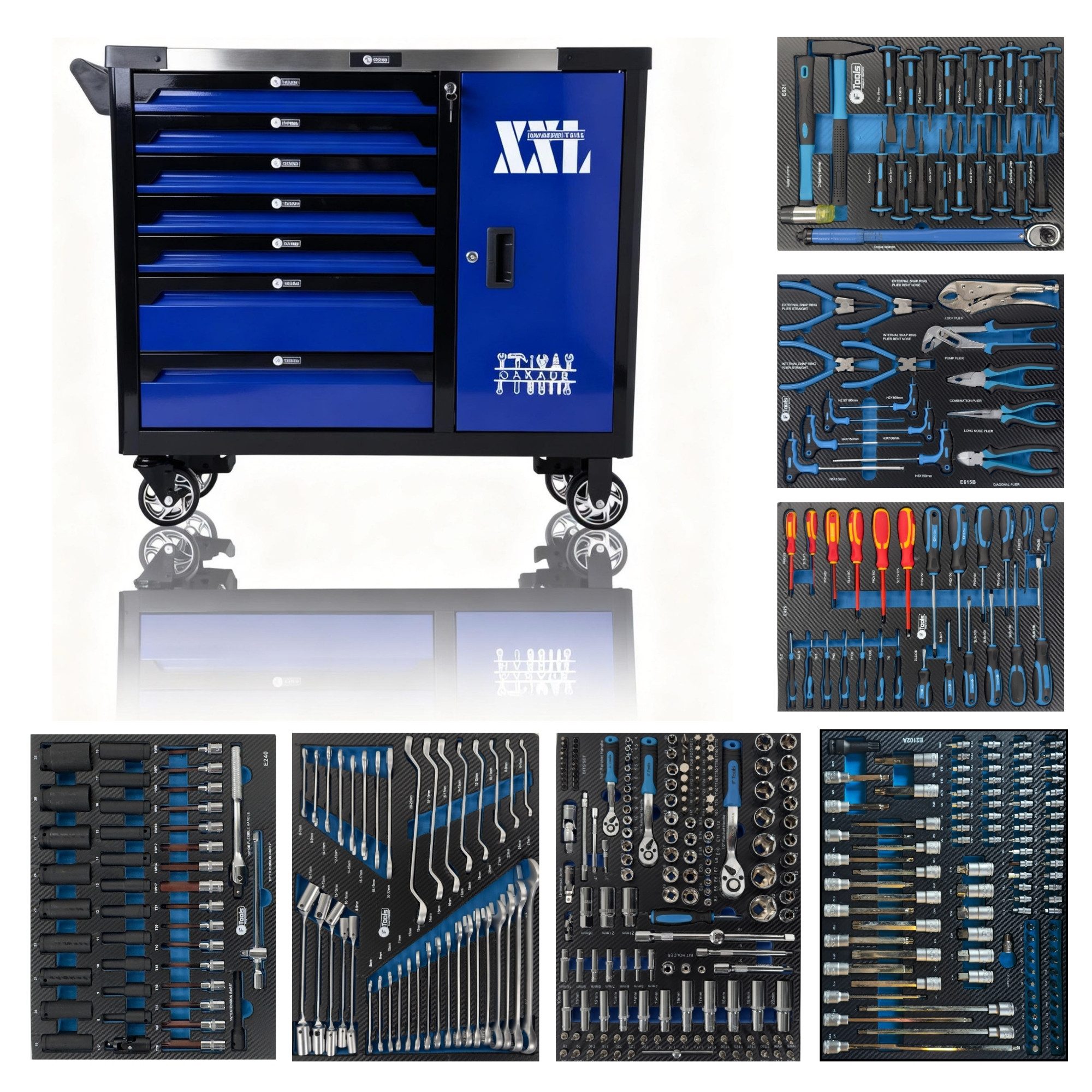 Toolcar Werkstattwagen Werkstattwagen F-Tools ToolCar, 7 volle Schubladen mit Werkzeugen, Garage