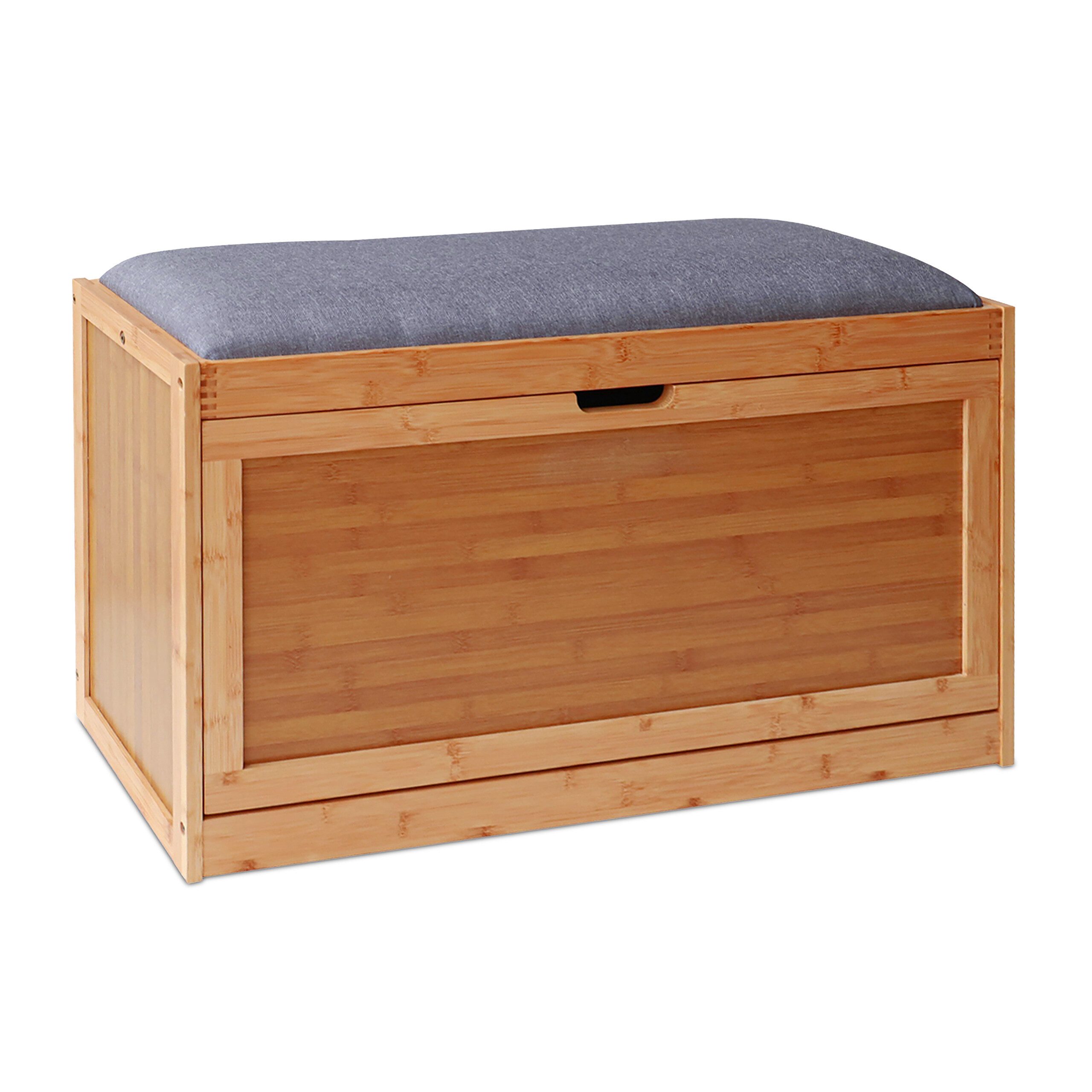 relaxdays Schuhbank Bambus gepolstert