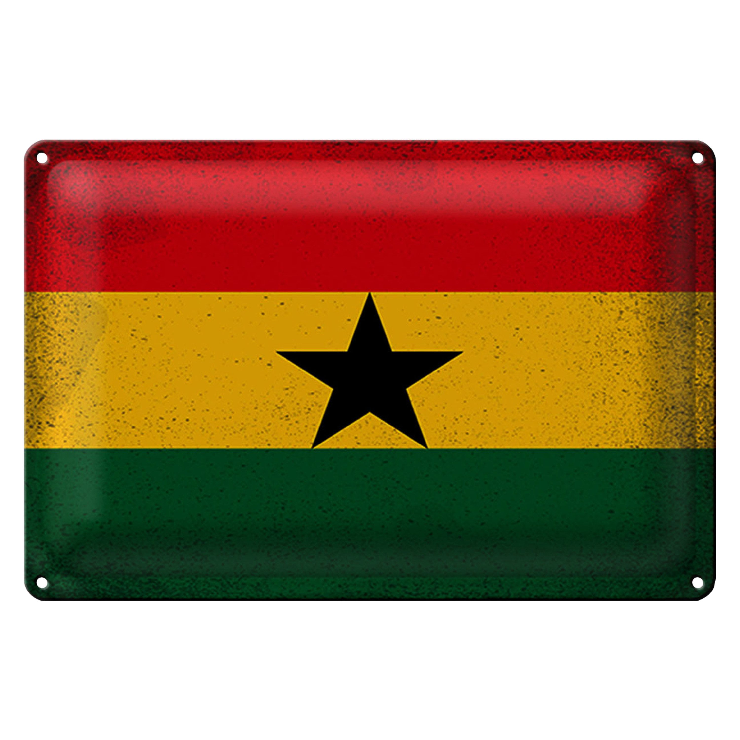 Metallschild Flagge Ghana 18x12cm Flag of Ghana Vintage
