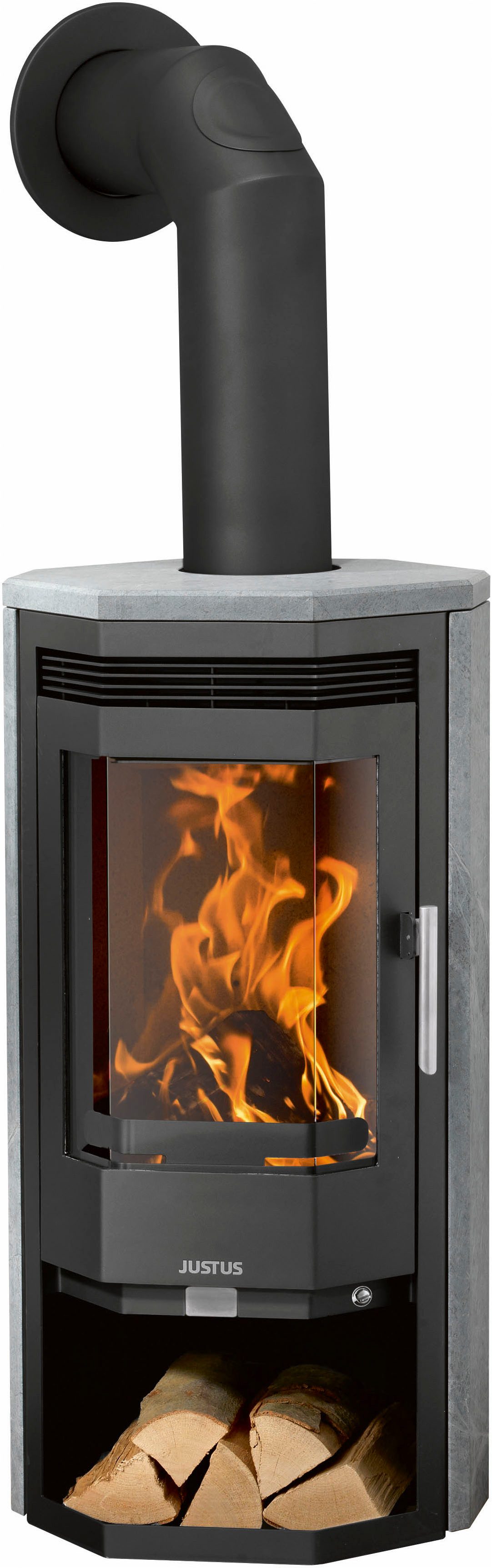 JUSTUS Kaminofen »Usedom 5 D« Speckstein Korpus Stahl Grau, 5,5 kW, Dauerbrand