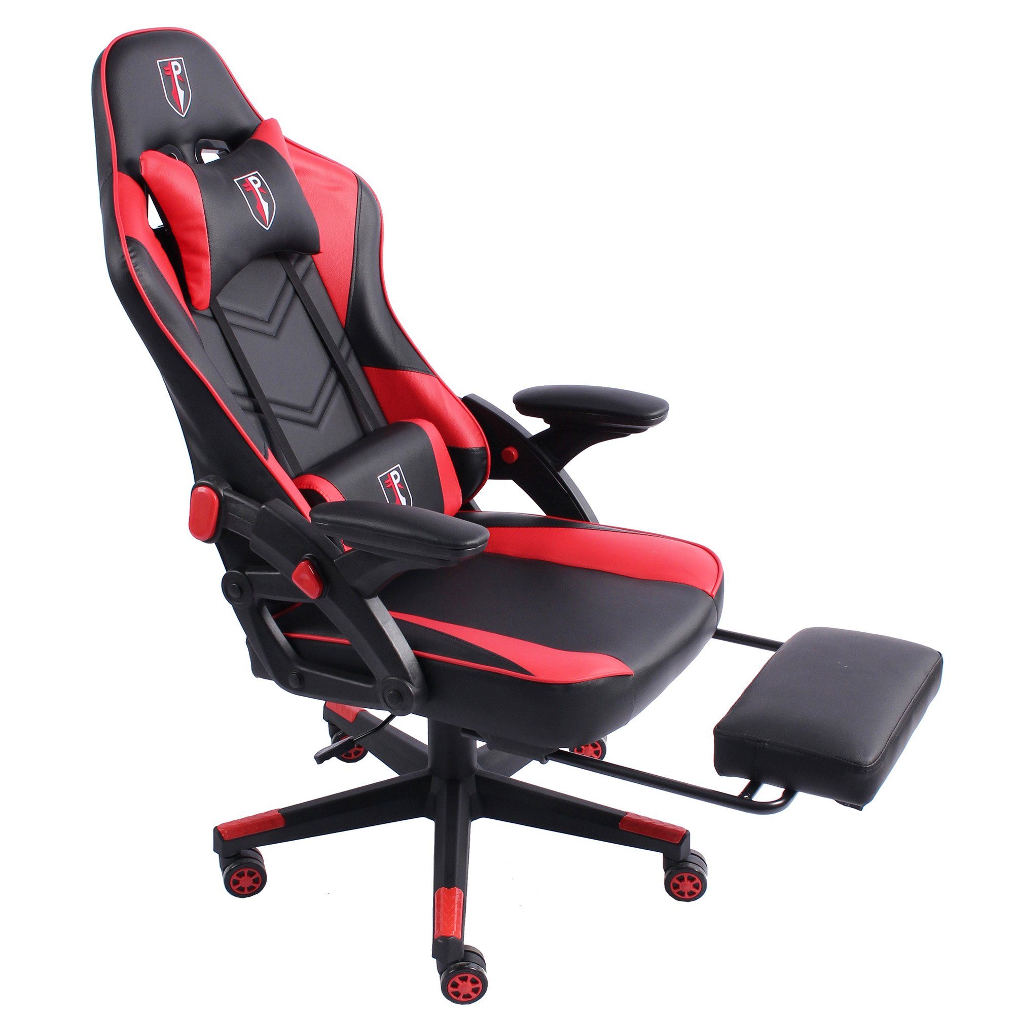 TRISENS Chefsessel Armando (1 Stück), Bürostuhl Gaming Chair Chefsessel PC-Stuhl Fußstütze Racing-Design Schwarz/Rot
