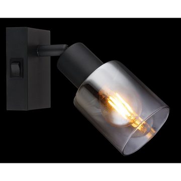 Globo Wandleuchte Wandleuchte Innen mit Schalter Wandlampe Rauchglas Wandstrahler