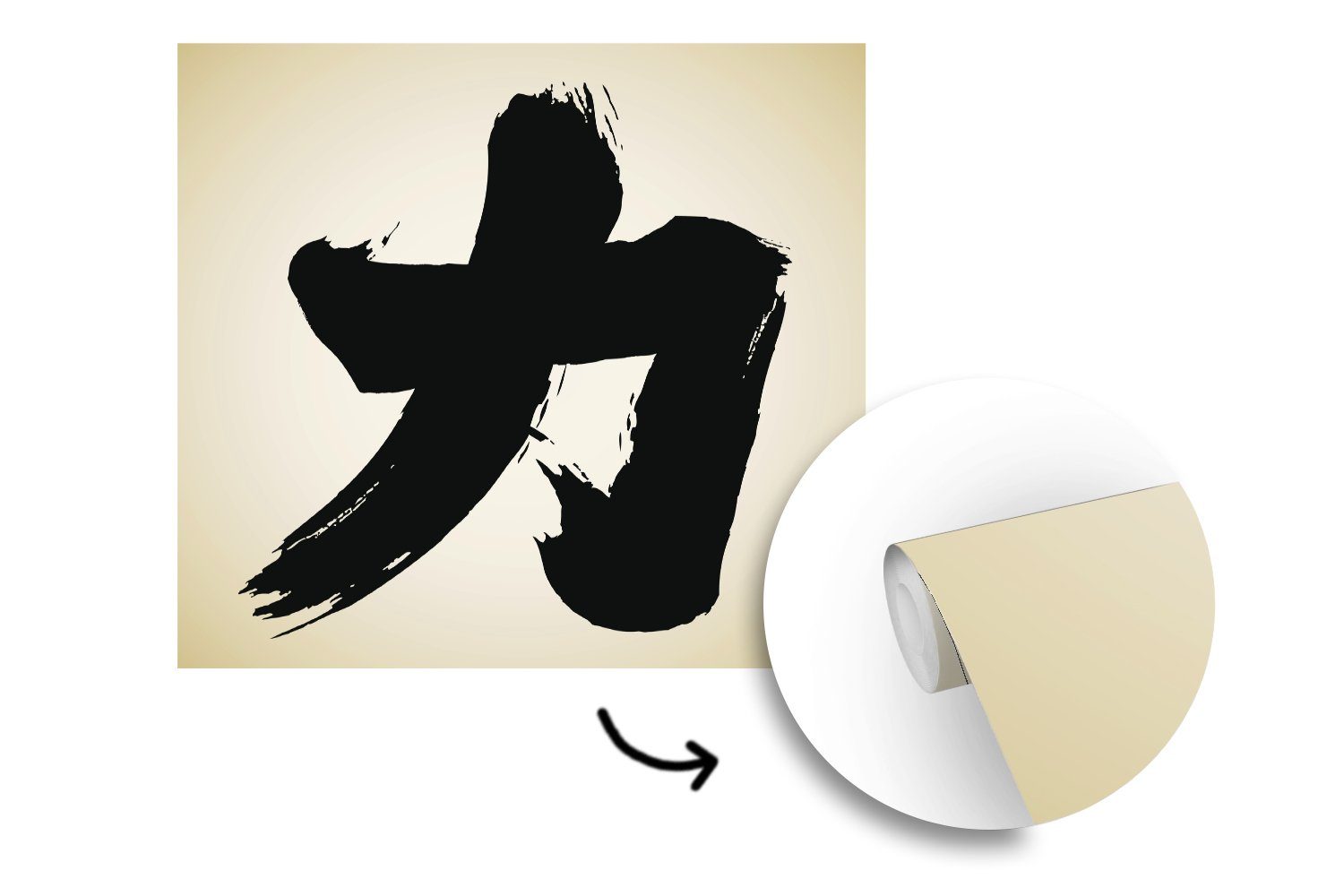 Zeichen St), oder Wandtapete bedruckt, Tapete Fototapete (5 Vinyl Matt, Stärke, Chinesisches für Wohnzimmer für MuchoWow Schlafzimmer,